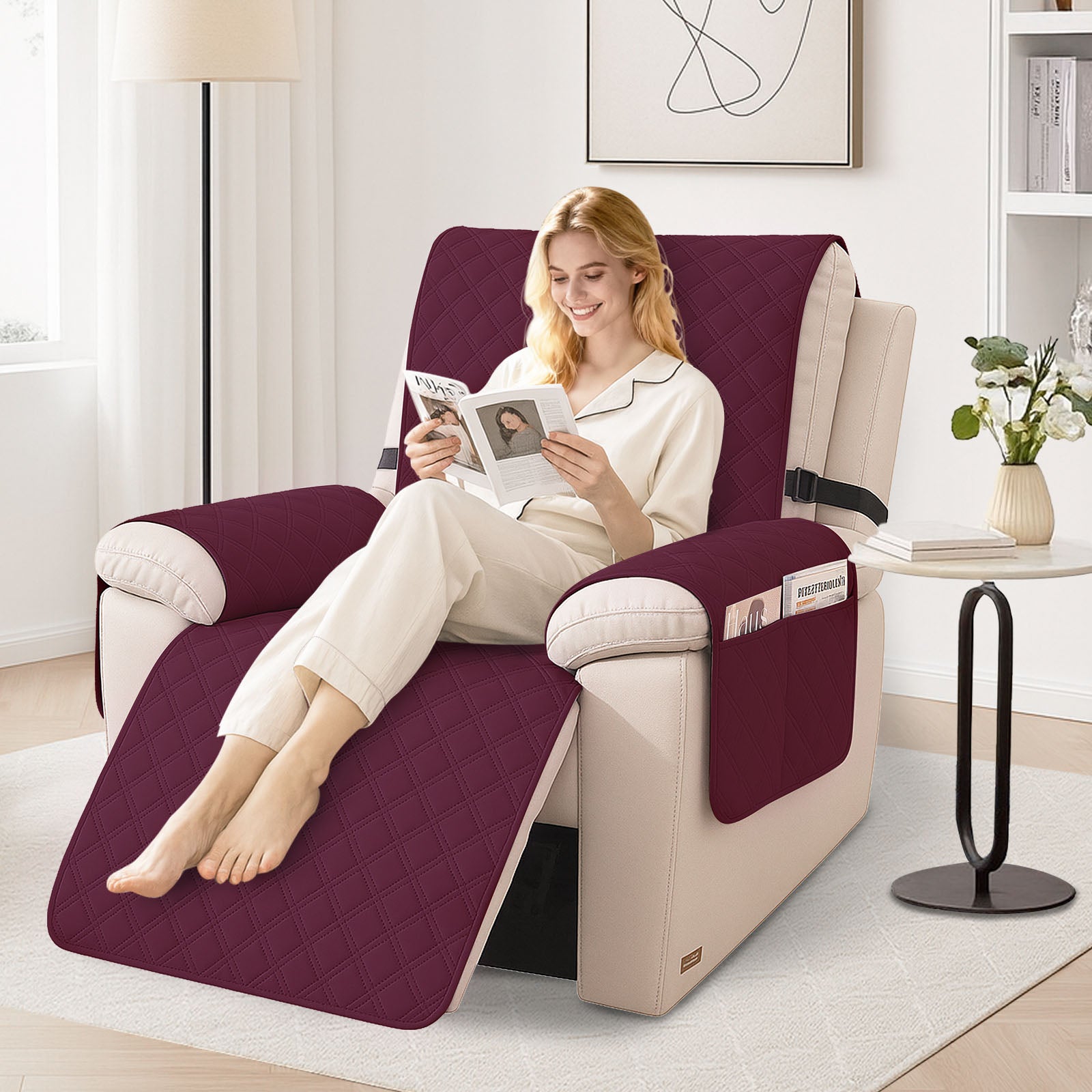 YSTYLE Waterproof Armchair Cover with Pockets and Non Slip Backing-YSTYLE