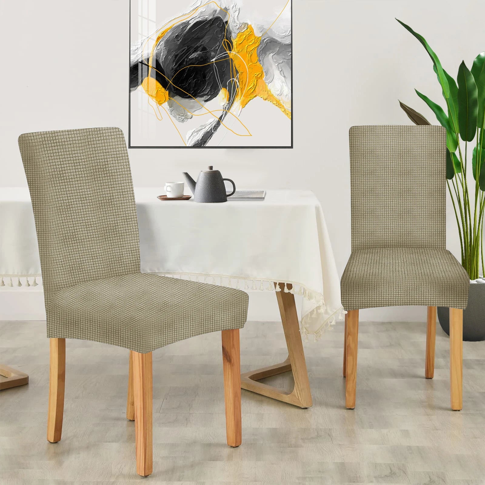 YSTYLE 6 Pieces Stretch Dining Chair Covers Jacquard Pattern-YSTYLE