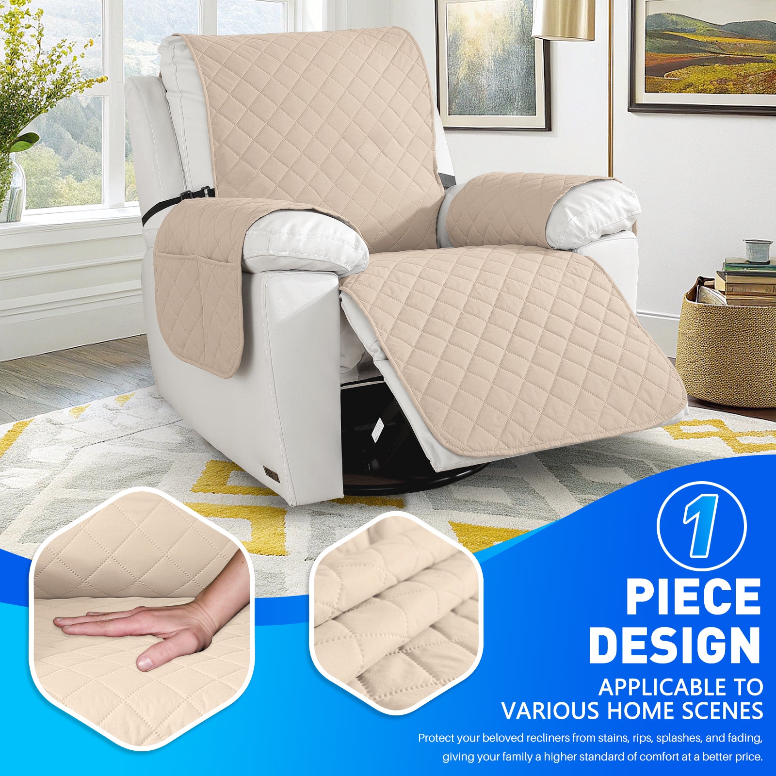 Ystyle Waterproof Recliner Chair Cover with Side Pockets Non Slip-YSTYLE