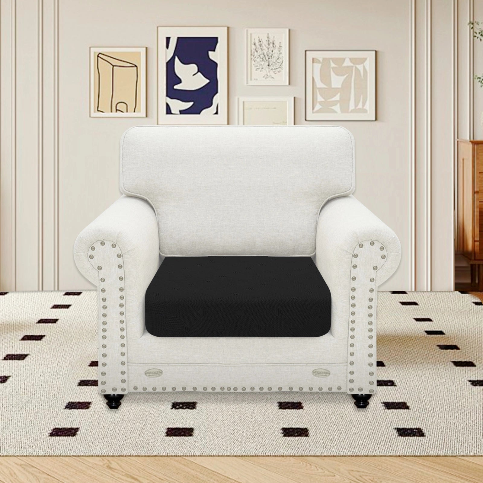 YSTYLE Sofa 1 Piece Cushion Cover – Stretch Fit, Anti-Slip, Geometric Pattern, Universal Use, Full Protection-Intertwined Pattern