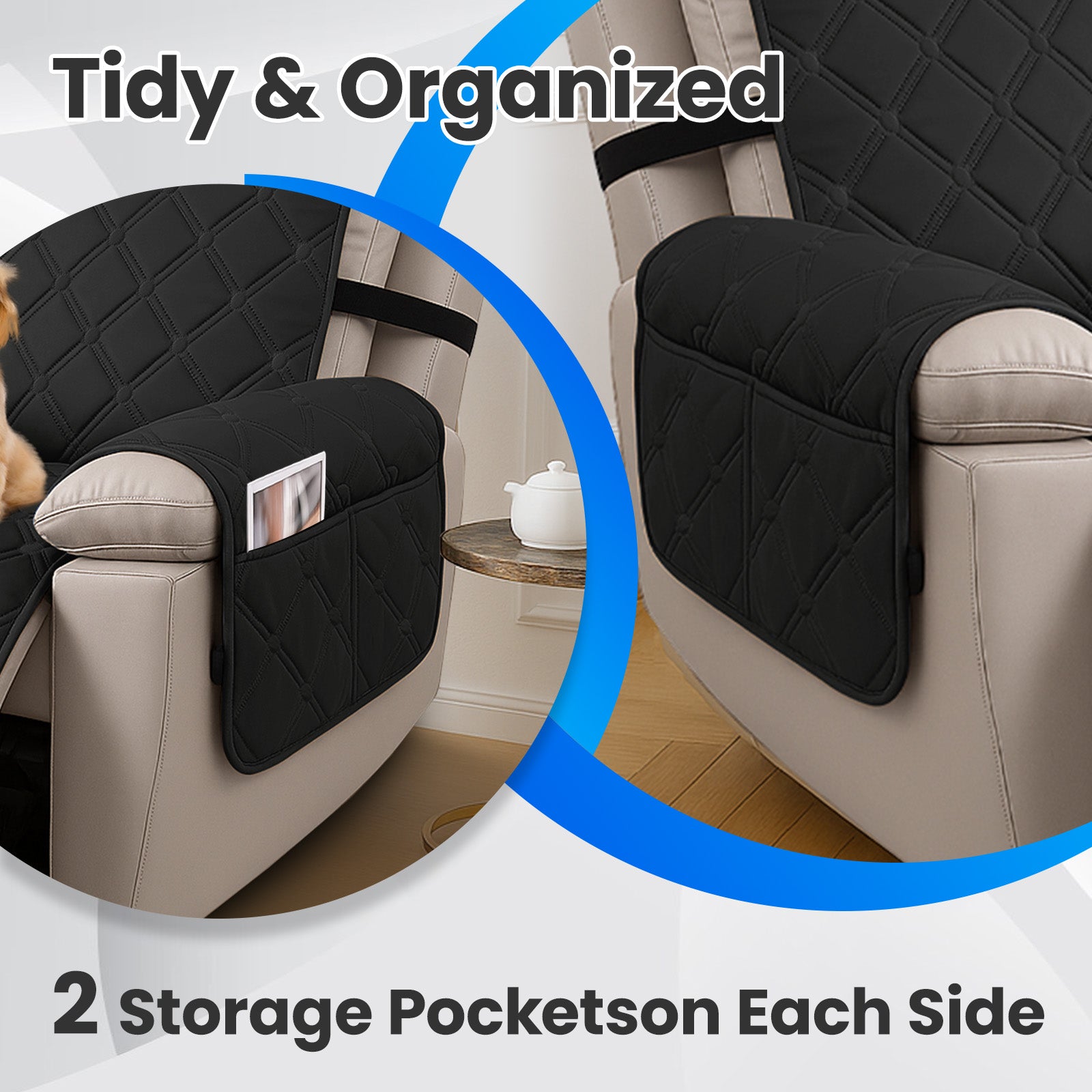 YSTYLE Waterproof Armchair Cover with Pockets and Non Slip Backing-YSTYLE