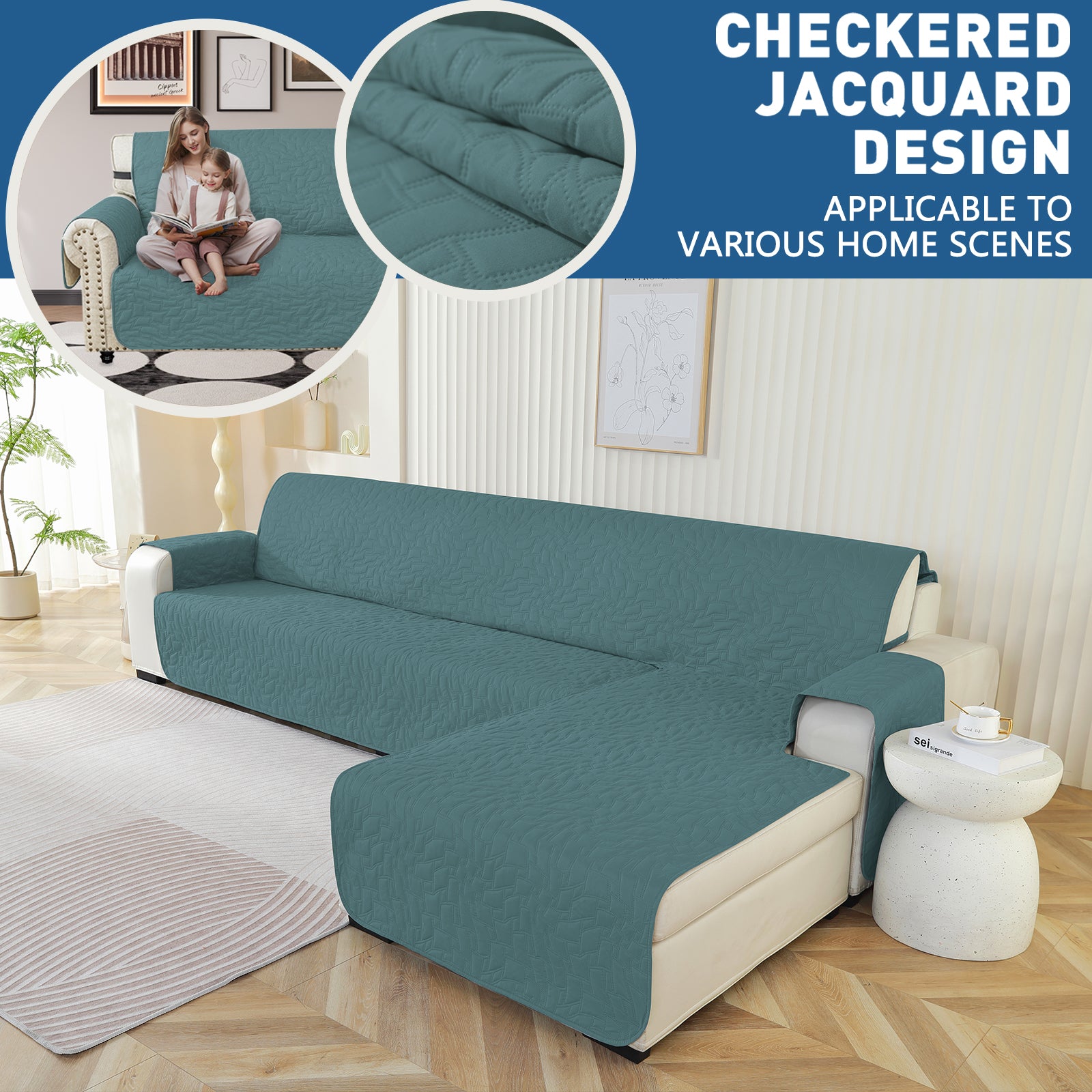 Copertura Impermeabile Reversibile per Divano Angolare a 4 Posti Penisola | YSTYLE