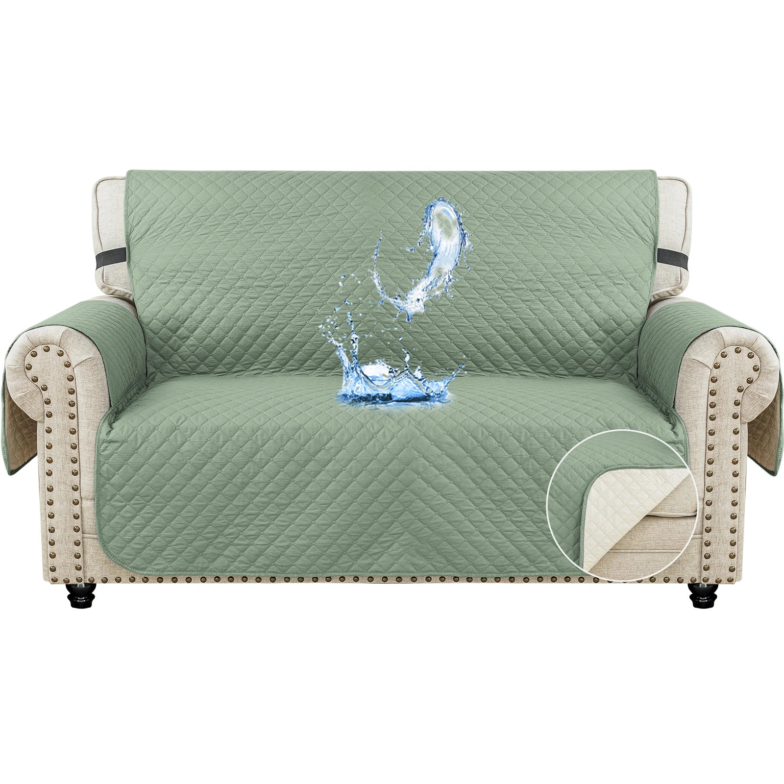 YSTYLE Waterproof 2 Seater Sofa Cover with Armrests Anti-Slip-YSTYLE
