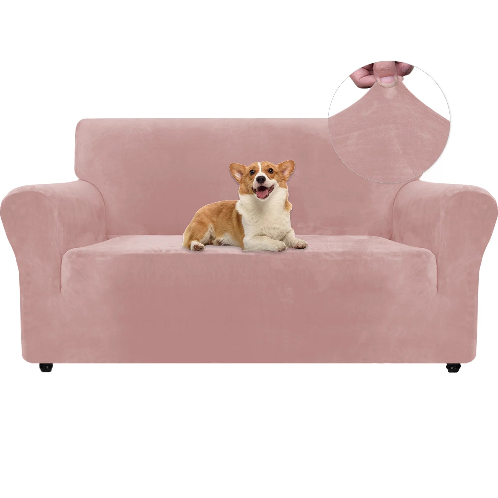 YSTYLE Velvet 2 Seater Sofa Cover – Stretch Fit, Anti-Scratch, Pet-Friendly, Non-Slip, Washable
