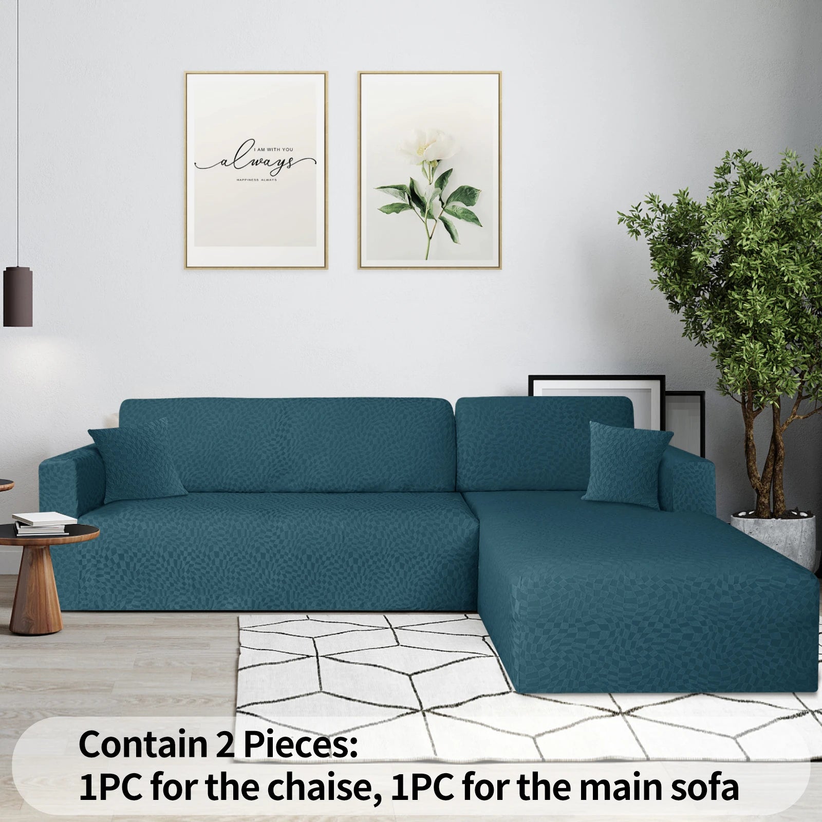 YSTYLE 2 Pieces Stretch Corner Sofa Cover 1 and 2 Seater L Shape-YSTYLE