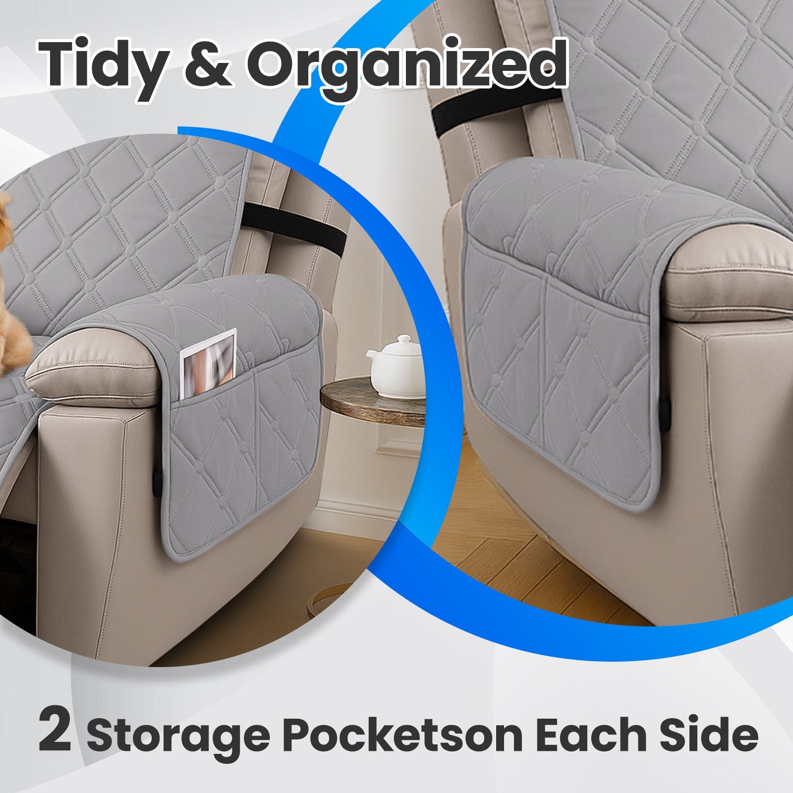 YSTYLE Waterproof Armchair Cover with Pockets and Non Slip Backing-YSTYLE