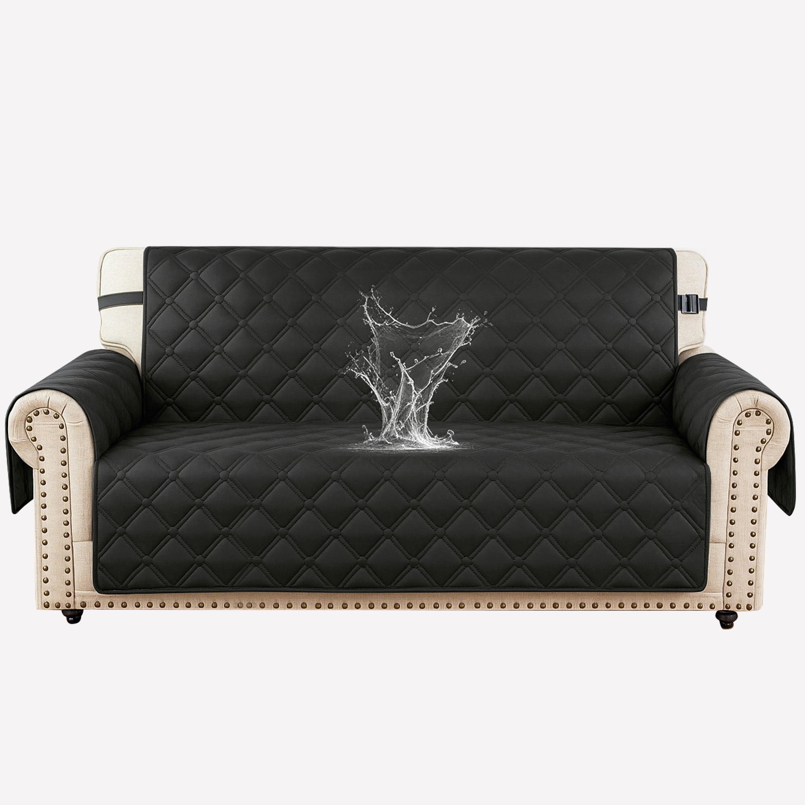 Ystyle Waterproof 2 Seater Sofa Cover with Armrests Side Pockets