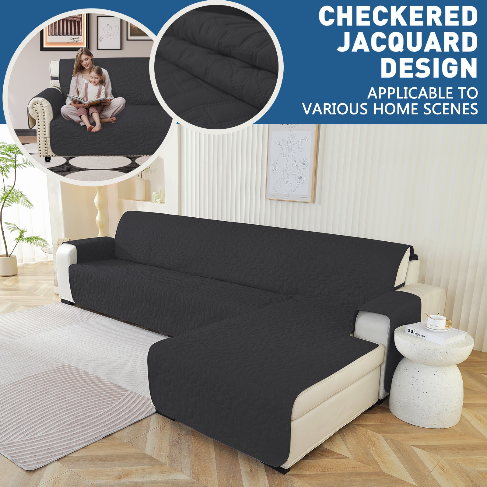 Copertura Impermeabile Reversibile per Divano Angolare a 4 Posti Penisola | YSTYLE