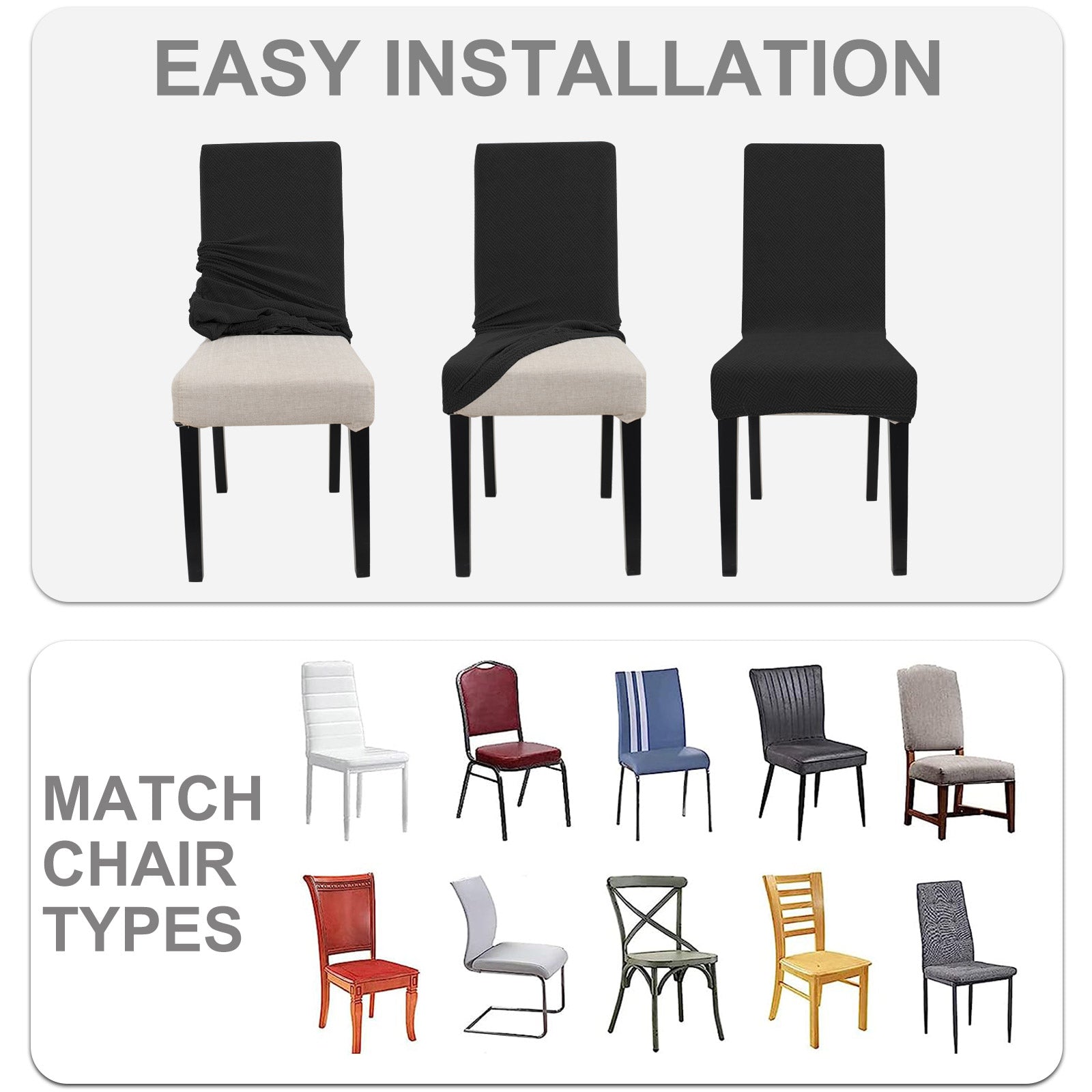 YSTYLE 2 Pieces élastique Dining Chair couvertures Diamond Jacquard