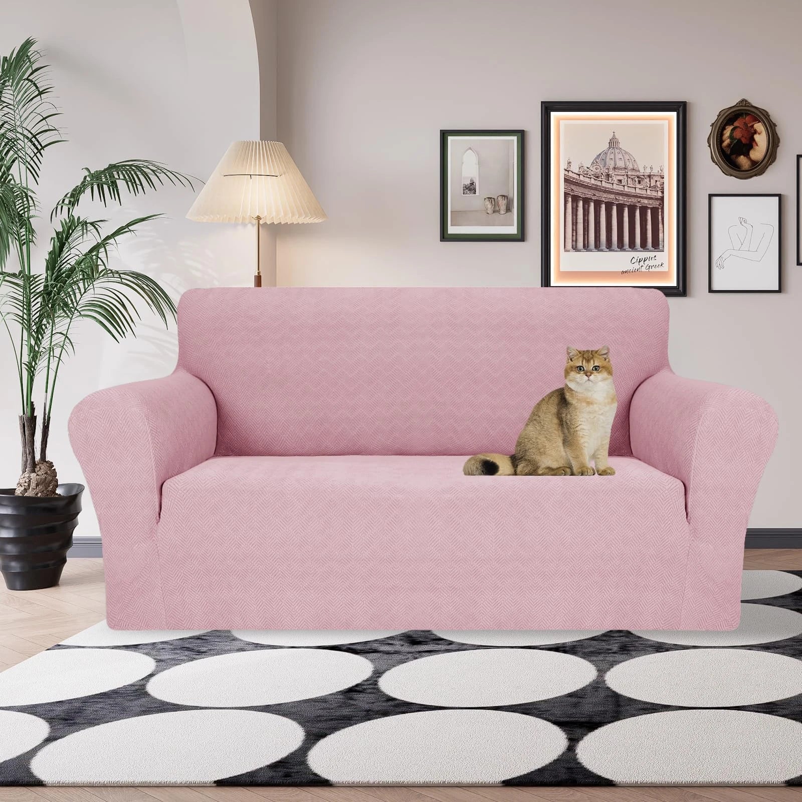 YSTYLE Stretch 2 Seater Sofa Cover with Armrests Anti-Slip Washable-YSTYLE