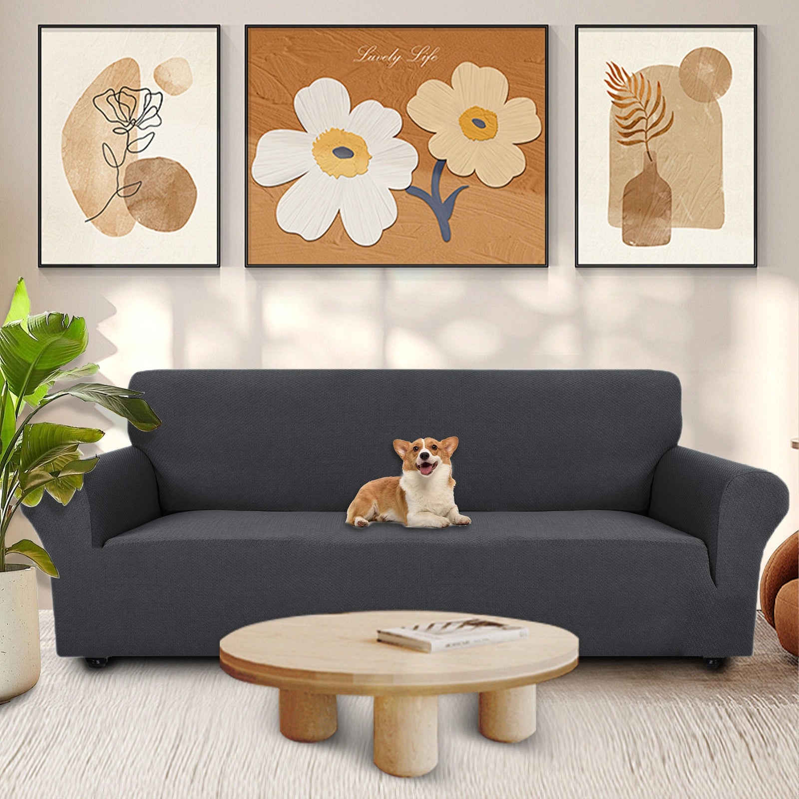 YSTYLE Stretch 4 Seater Sofa Cover Jacquard Anti-Slip-YSTYLE