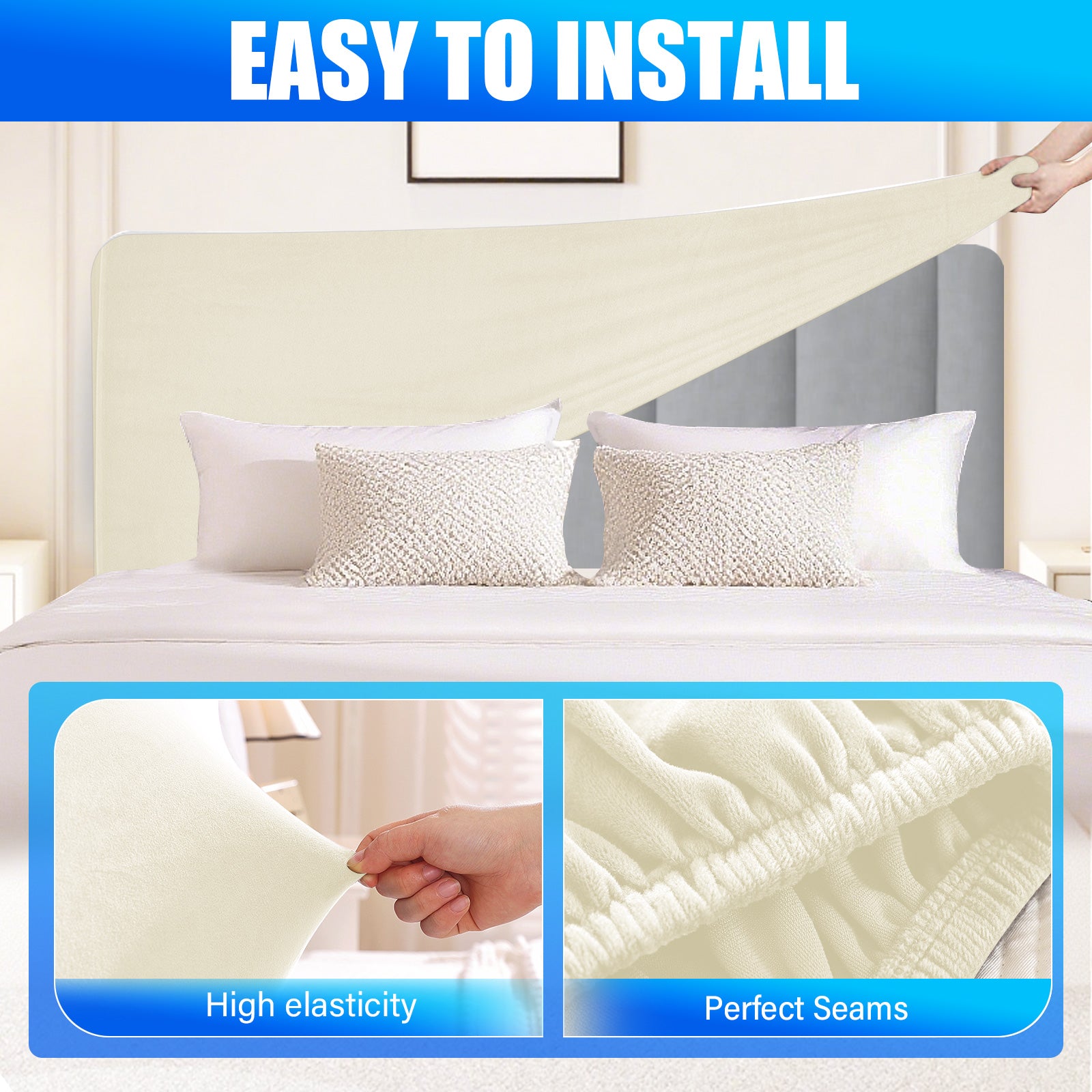 Ystyle 180cm Velvet Headboard Cover, Elastic Slipcover for Bed Headboard, Solid Color Washable Headboard Protector for Single/Double Beds