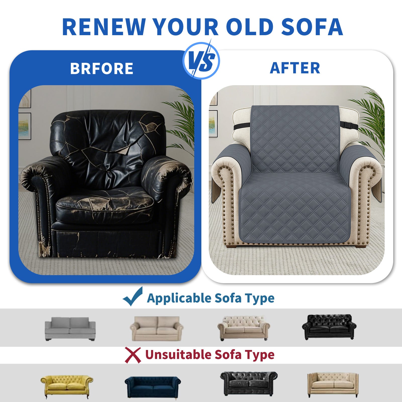 Ystyle 100% Waterproof 2 Seater Sofa Cover with Side Pockets-YSTYLE