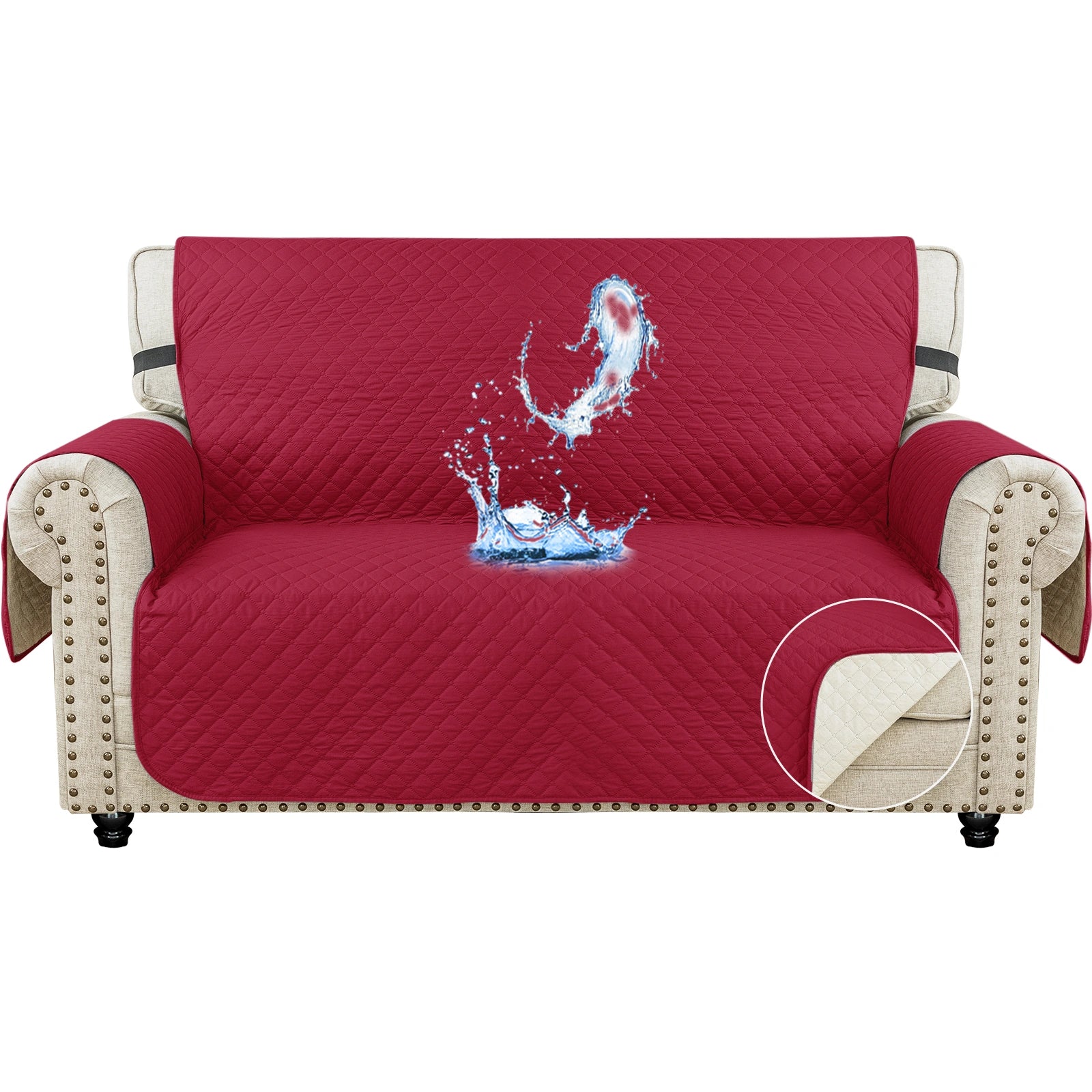 YSTYLE Waterproof 2 Seater Sofa Cover with Armrests Anti-Slip-YSTYLE