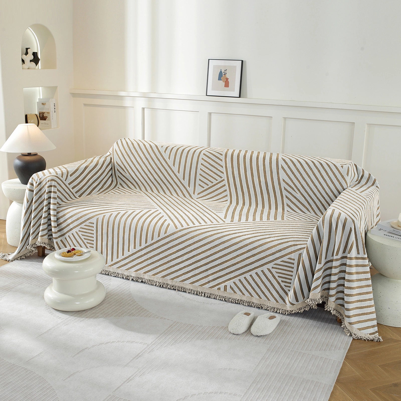 YSTYLE 3 Seater Sofa Blanket,Full Coverage,Stain-Resistant,All-Season Design-Line Crossing