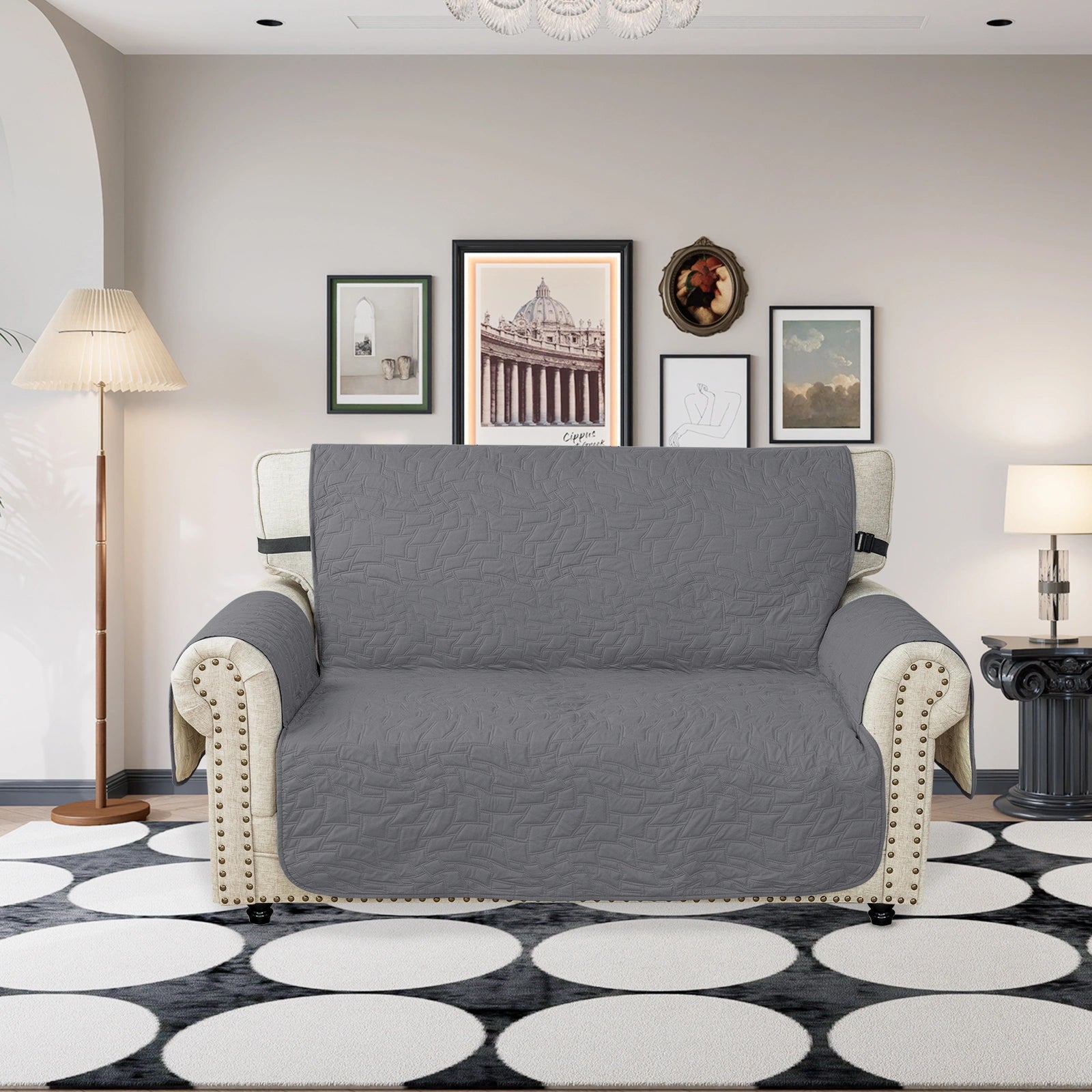 YSTYLE 2 Seater Sofa Cover – Waterproof, Anti-Slip, Cat Scratch-Resistant, Quilted Protection-Quads Shape