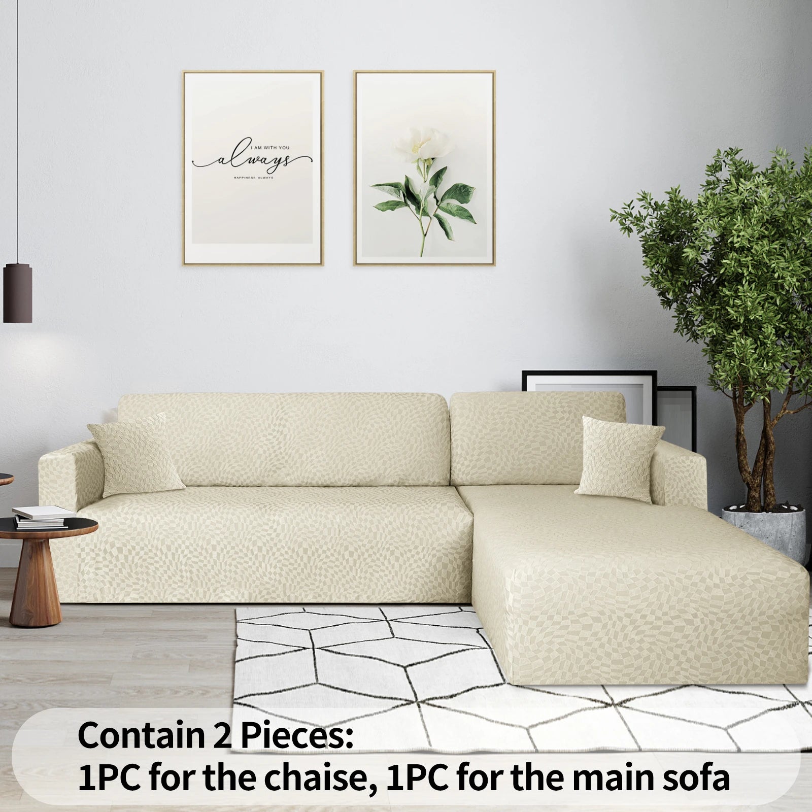 YSTYLE 2 Pieces Stretch Corner Sofa Cover 1 and 2 Seater L Shape-YSTYLE