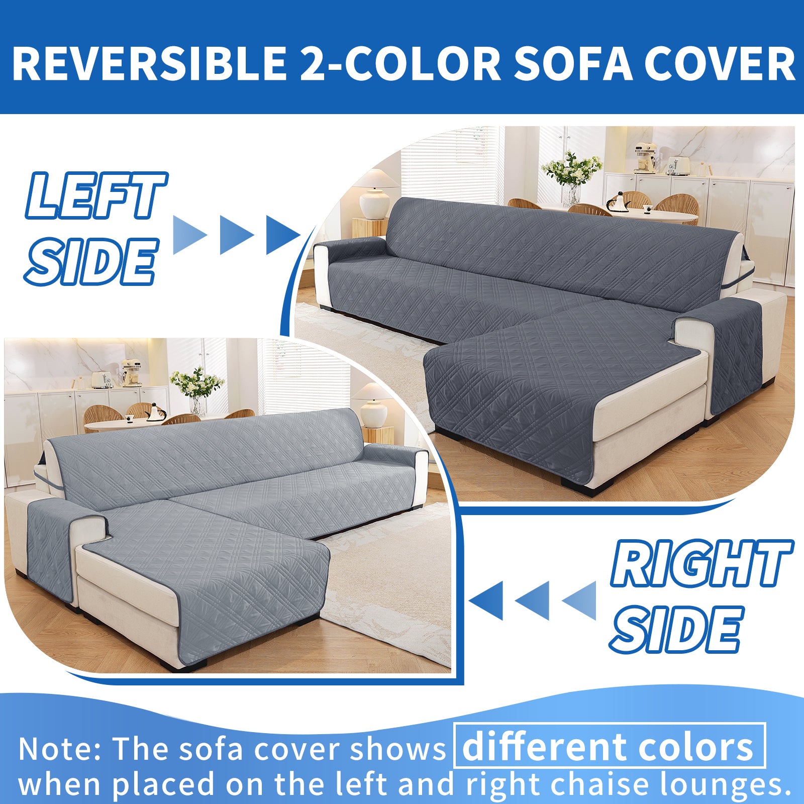 YSTYLE Reversible 4 Seater Corner Sofa Cover Quilted Anti Slip-YSTYLE