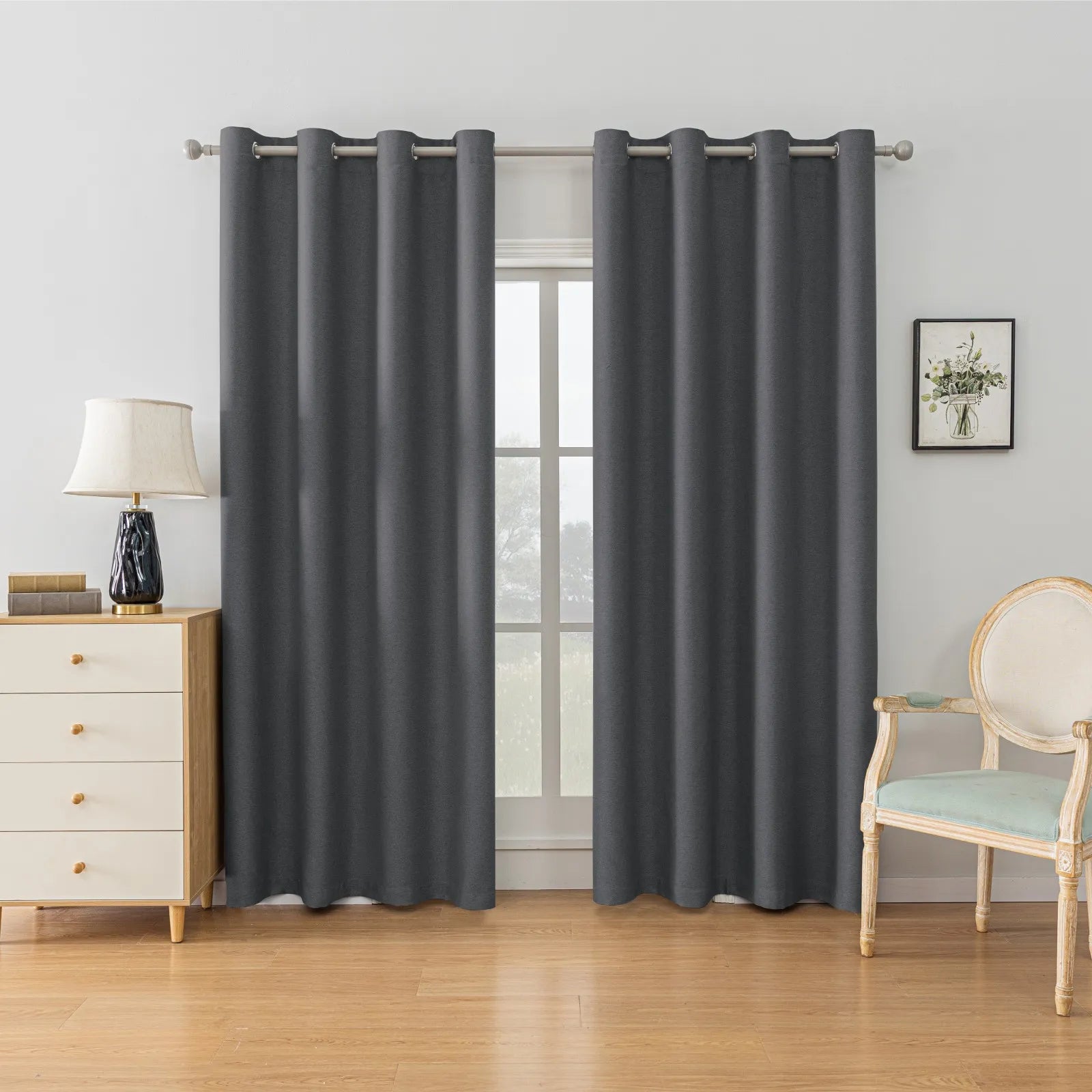 YSTYLE Velvet Curtains – 2 pcs, Blackout, Thermal Insulated, Modern Eyelet Drapes