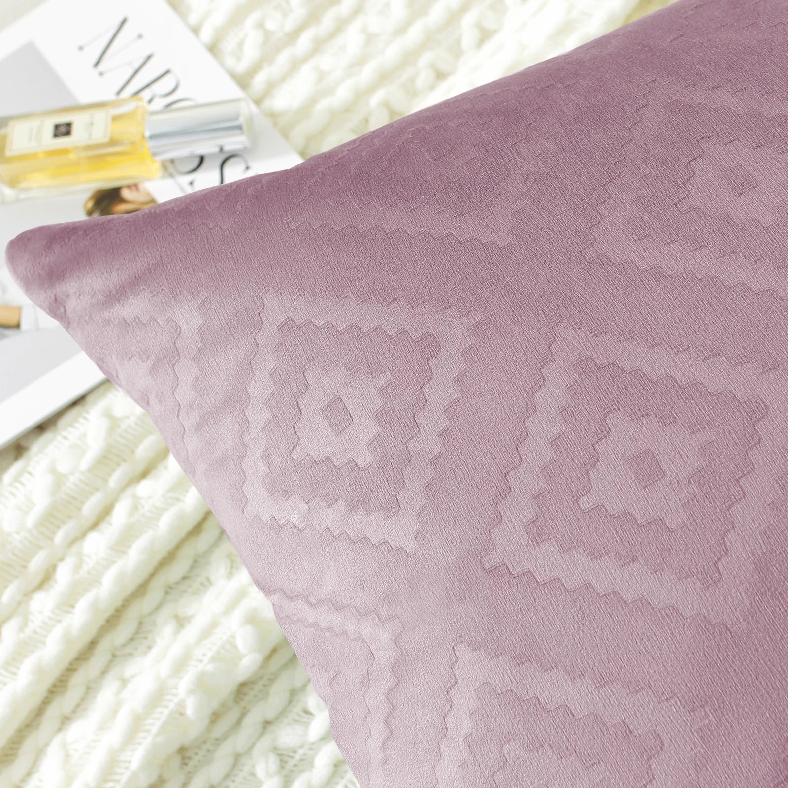 YSTYLE Velvet Sofa Cushion Covers, Decorative Throw Pillow Covers, 2 pcs, Hidden Zipper-Square shape