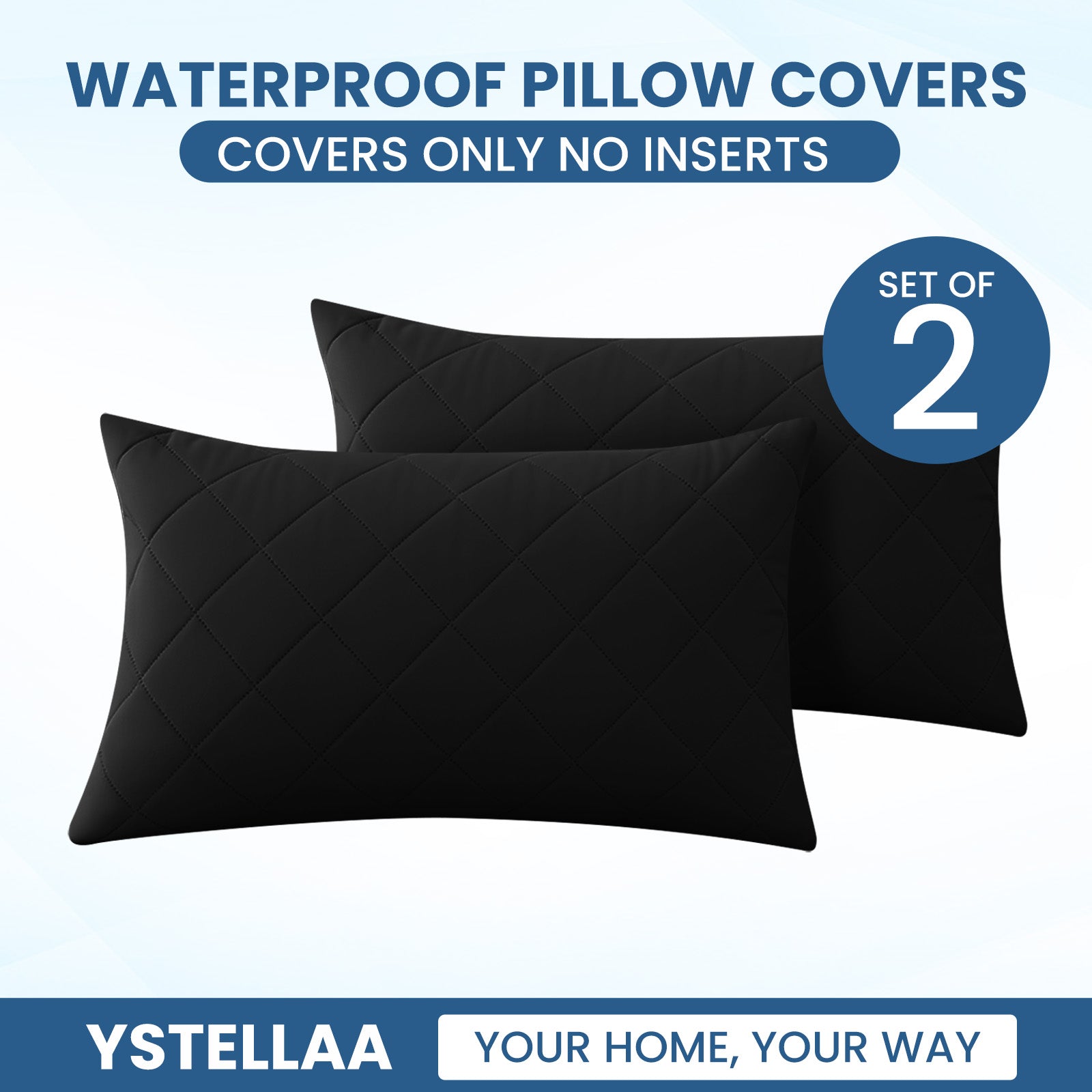 YSTYLE 2 Pieces Waterproof Bed Pillowcases 50x80cm Anti Mite-YSTYLE