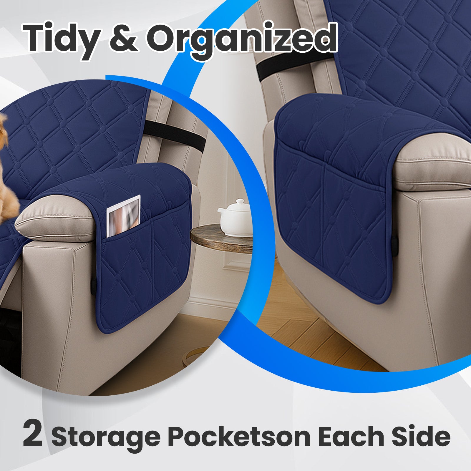 YSTYLE Waterproof Armchair Cover with Pockets and Non Slip Backing-YSTYLE