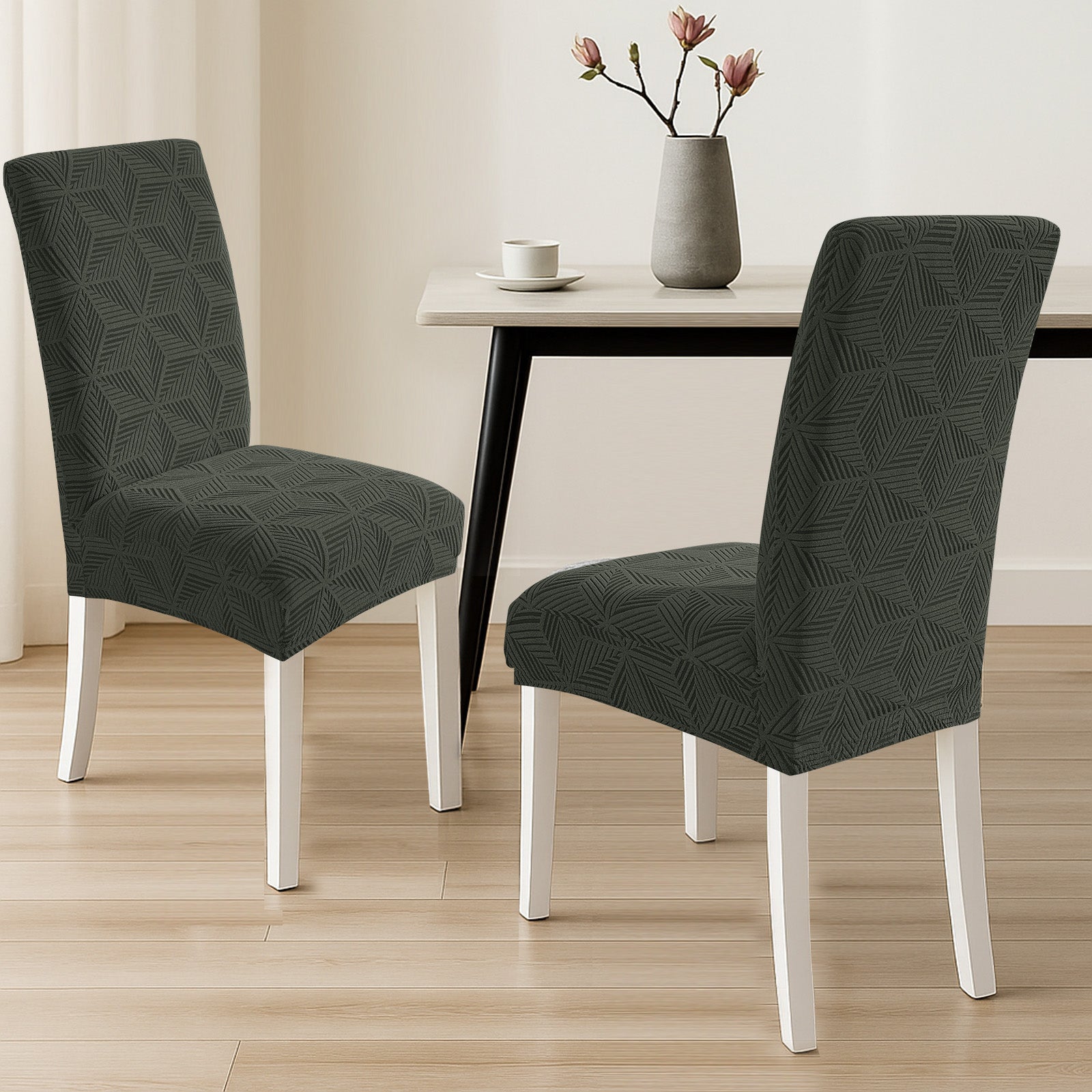 Ystyle 2-Piece Chair Covers with Backrest, Elastic Slipcovers, Universal Living Room Kitchen Chair Protectors, Cat Scratch-Resistant Modern Stain-Proof Dining Chair Covers