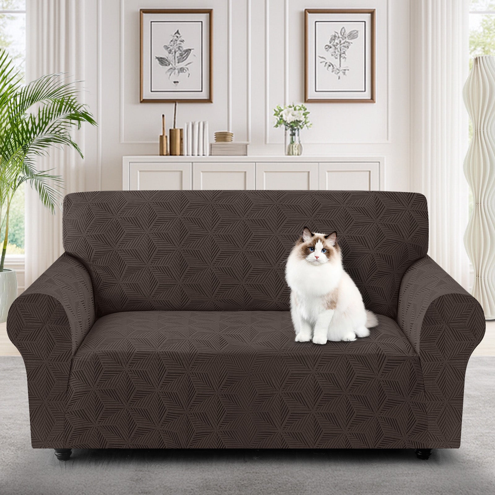 Ystyle 2-Seater Sofa Cover with Armrests, Stretch Sofa Cover, Universal Anti-Scratch Sofa Cover for Cats and Dogs, Non-Slip Sofa Cover, Washable Stain-Resistant Sofa Cover