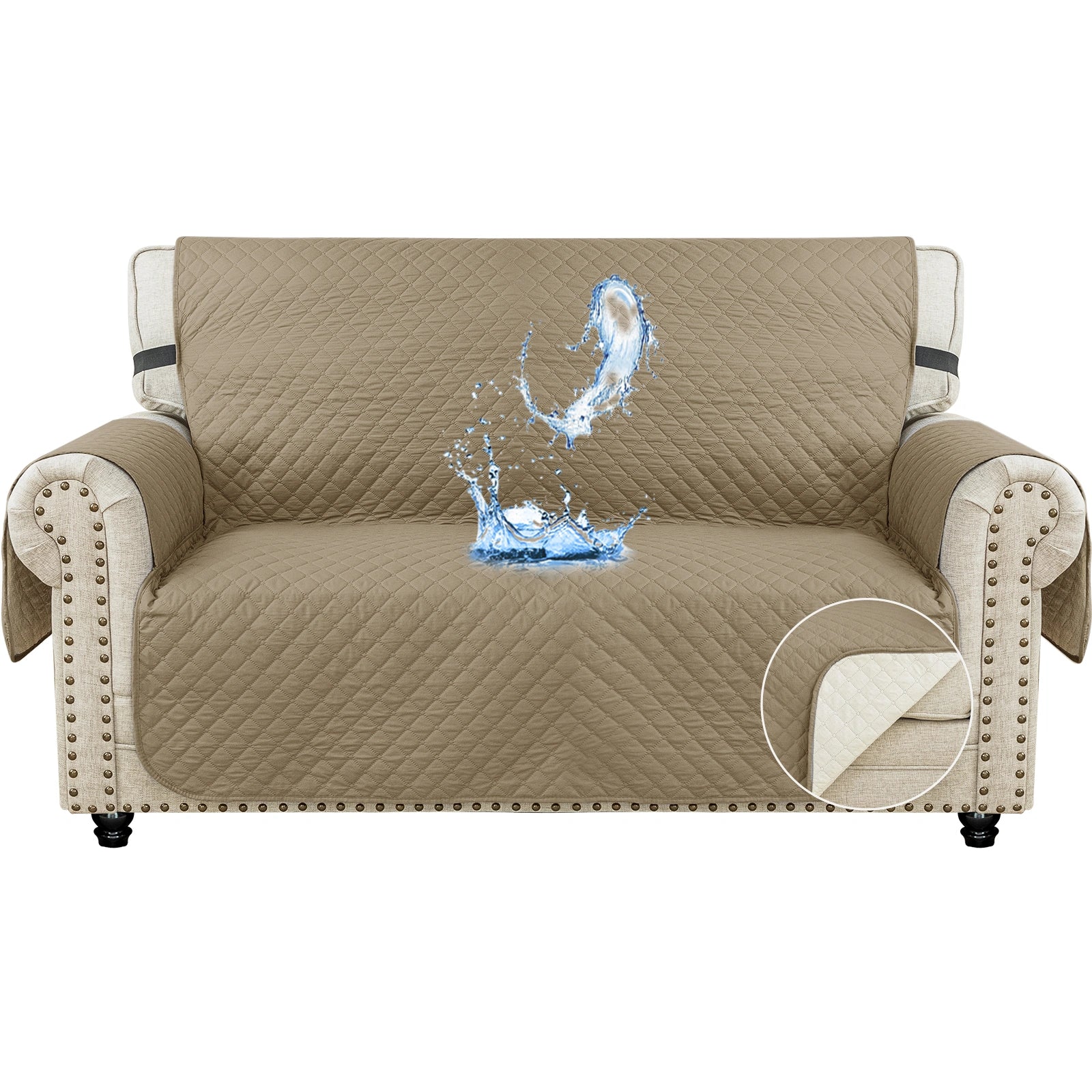 YSTYLE 2 Seater Couch Protector & WaterProof – Stretch Sofa Cover, Anti-Slip with Storage Pocket, Ideal for Pets-Rhombic