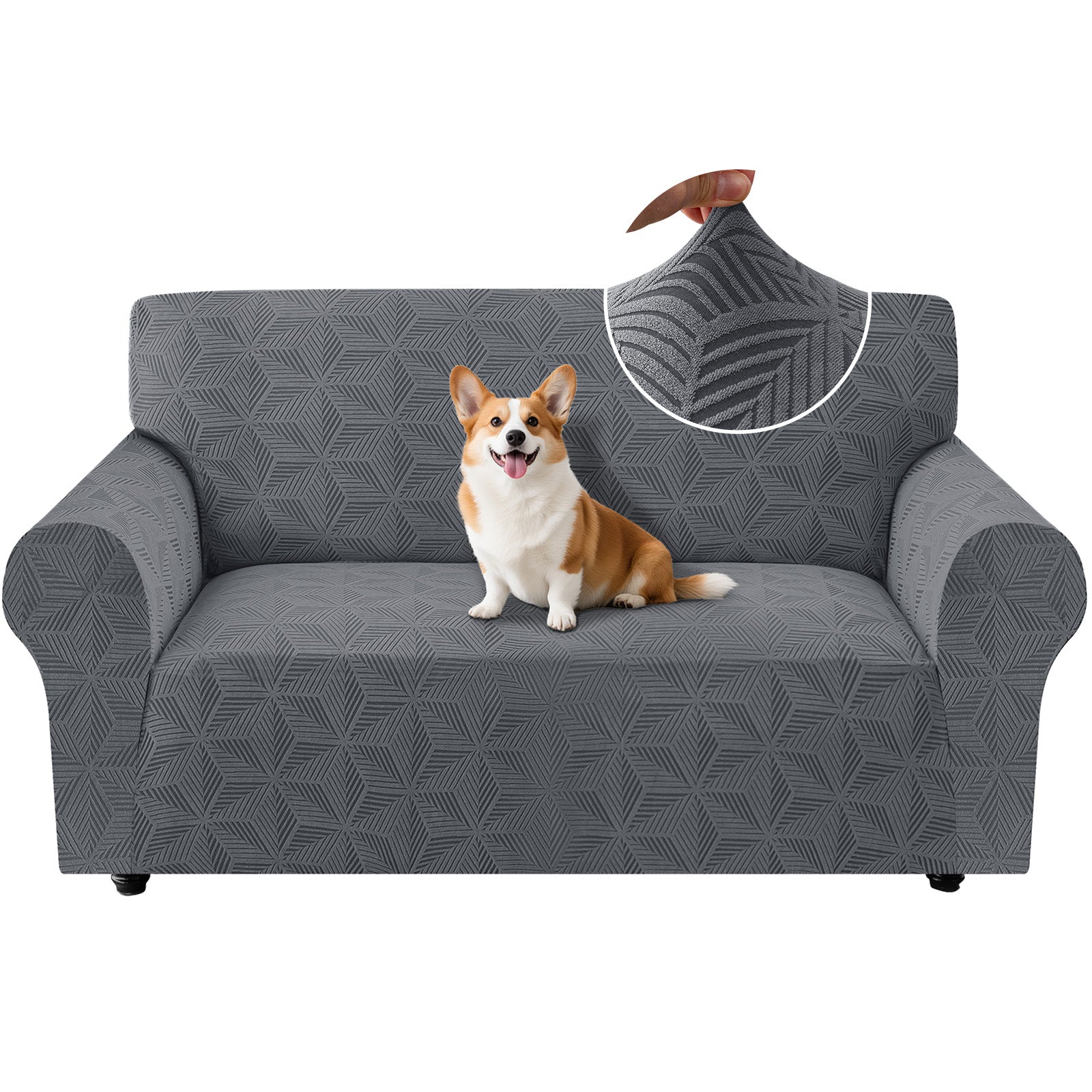 Ystyle 2-Seater Sofa Cover with Armrests, Stretch Sofa Cover, Universal Anti-Scratch Sofa Cover for Cats and Dogs, Non-Slip Sofa Cover, Washable Stain-Resistant Sofa Cover