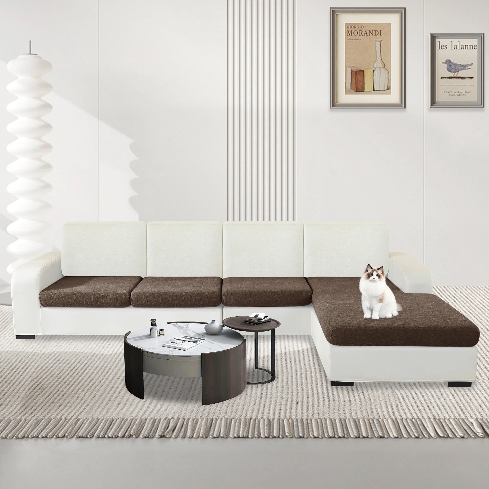 YSTYLE L-Shape & 3 Seater WaterProof Cushion Cover – Stretch Fit, Anti-Slip, Elastic, Washable, Universal Use-Ripple