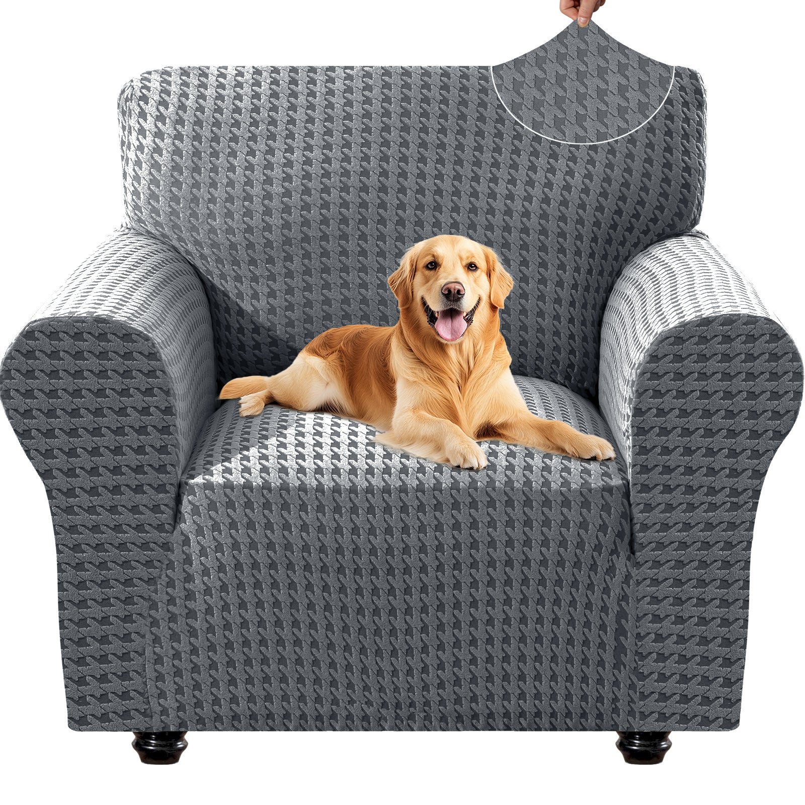 Ystyle 1-Seat Sofa Cover with Armrests, Elastic Universal Seat Cover, Anti-Scratch Universal Sofa Cover, Anti-Slip Washable Sofa Protector, Stain-Resistant