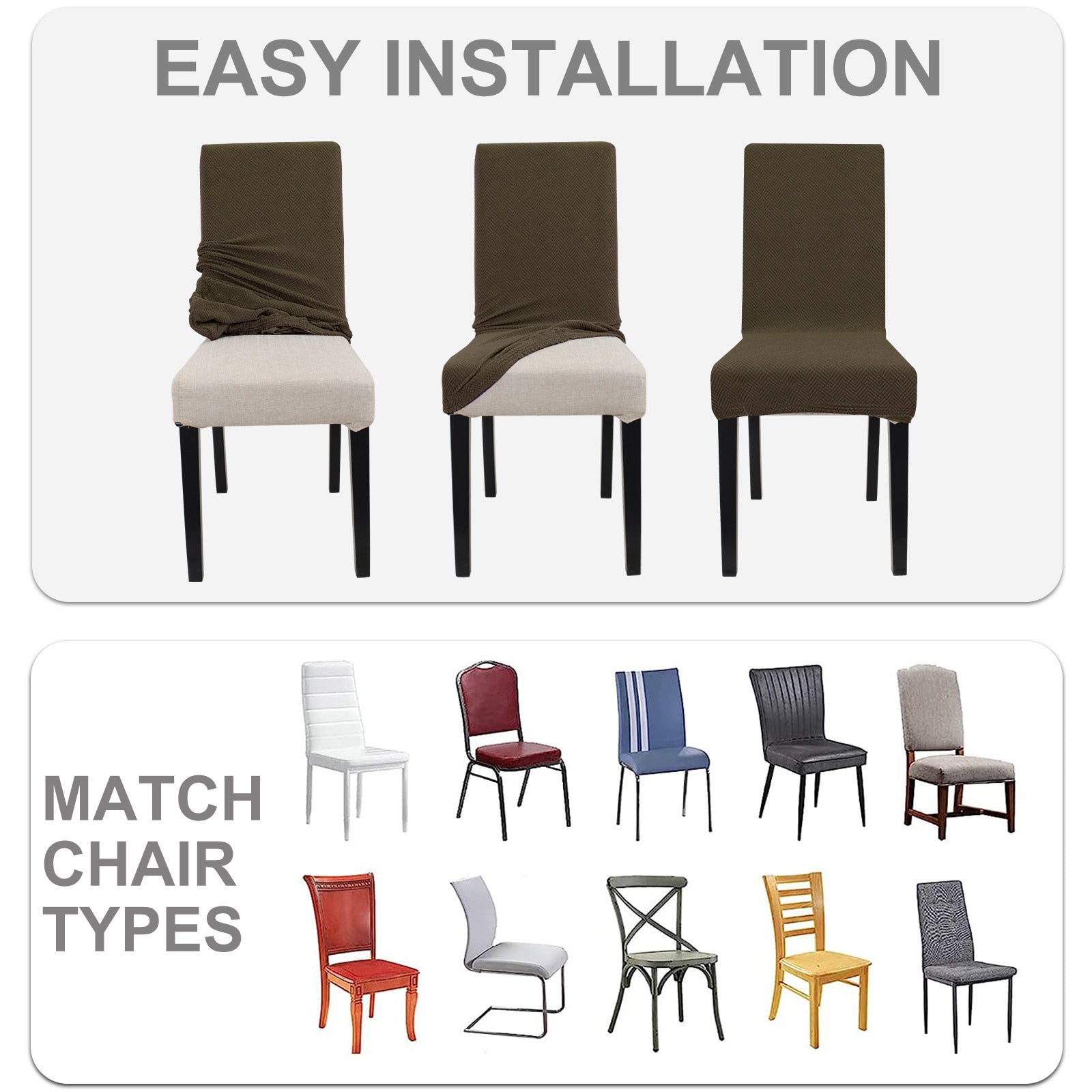 YSTYLE 2 Pieces élastique Dining Chair couvertures Diamond Jacquard