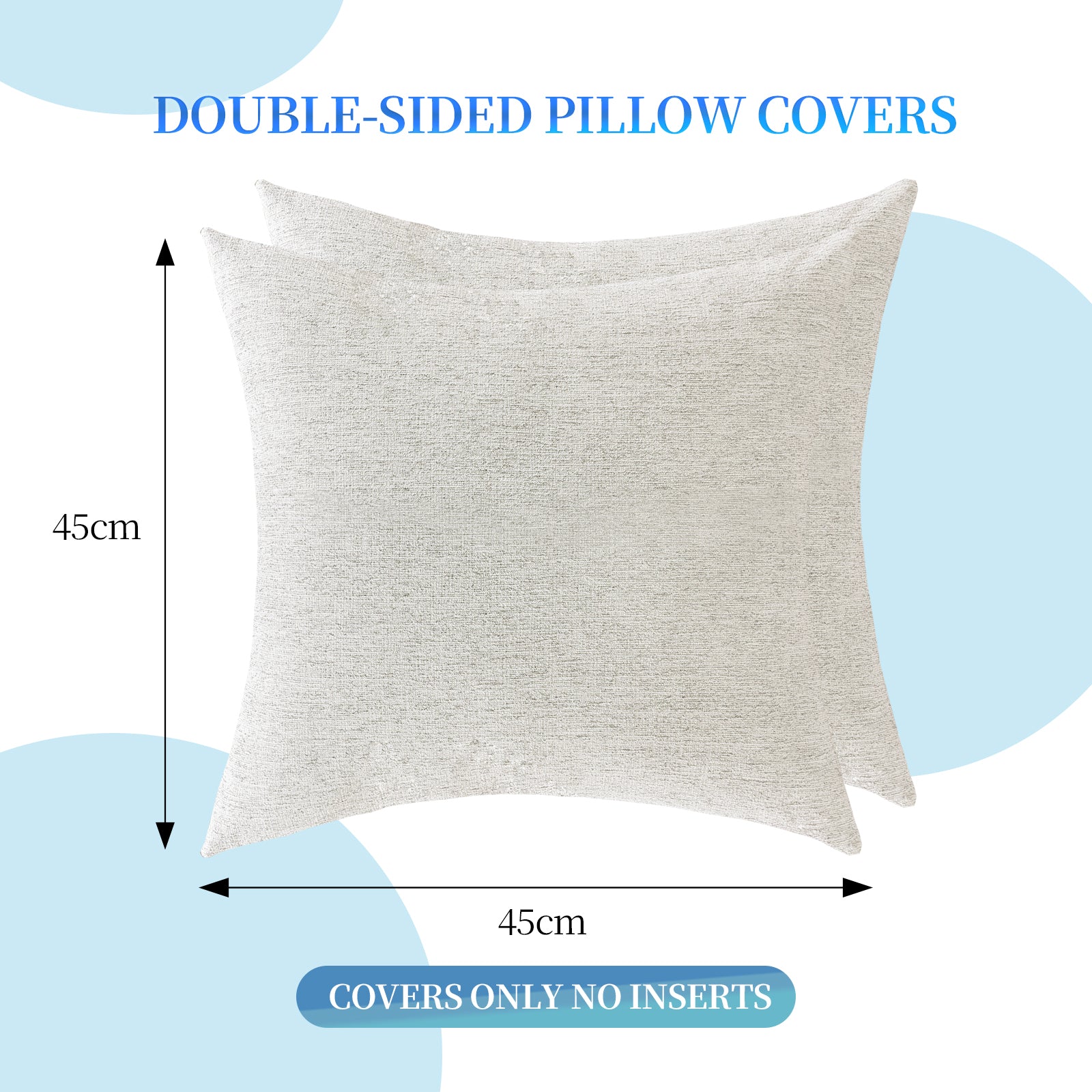Ystyle 2 Pieces Linen Cushion Covers 45 x 45 cm, Decorative Sofa Cushion Covers, Invisible Zipper, Modern, Comfortable Sturdy, for Living Room, Bedroom