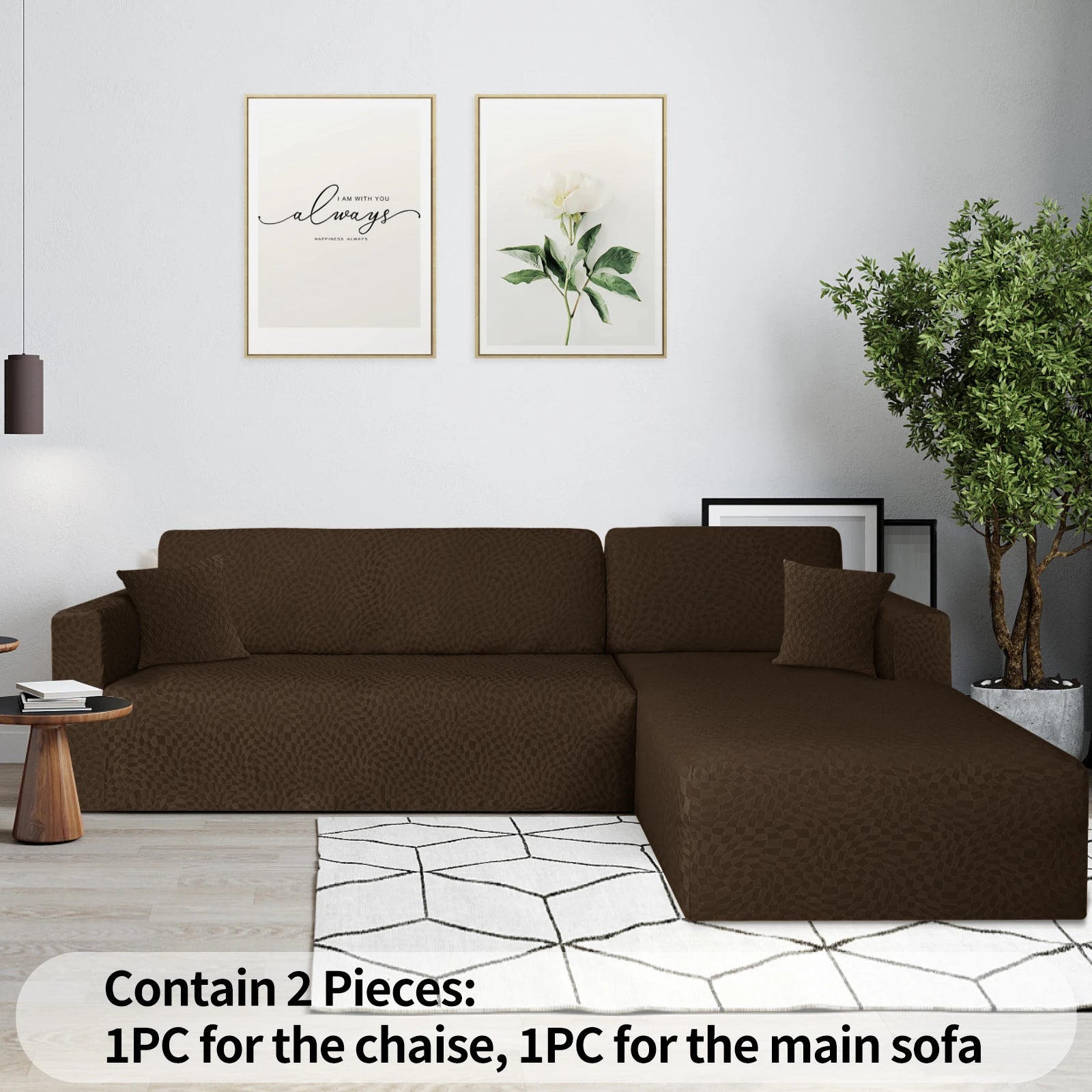 YSTYLE 2 Pieces Stretch Corner Sofa Cover 1 and 2 Seater L Shape-YSTYLE