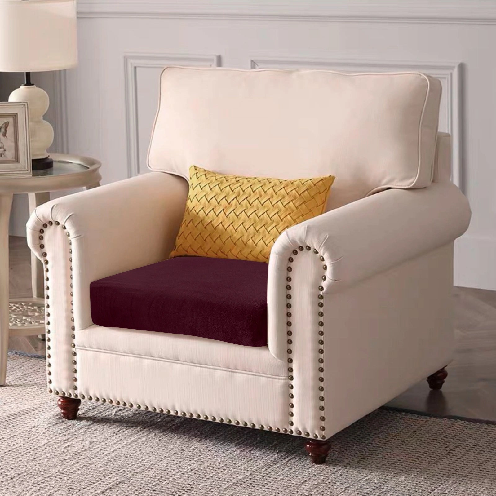 YSTYLE Velvet Stretch Sofa Seat Cover 1 Seater Anti Slip-YSTYLE