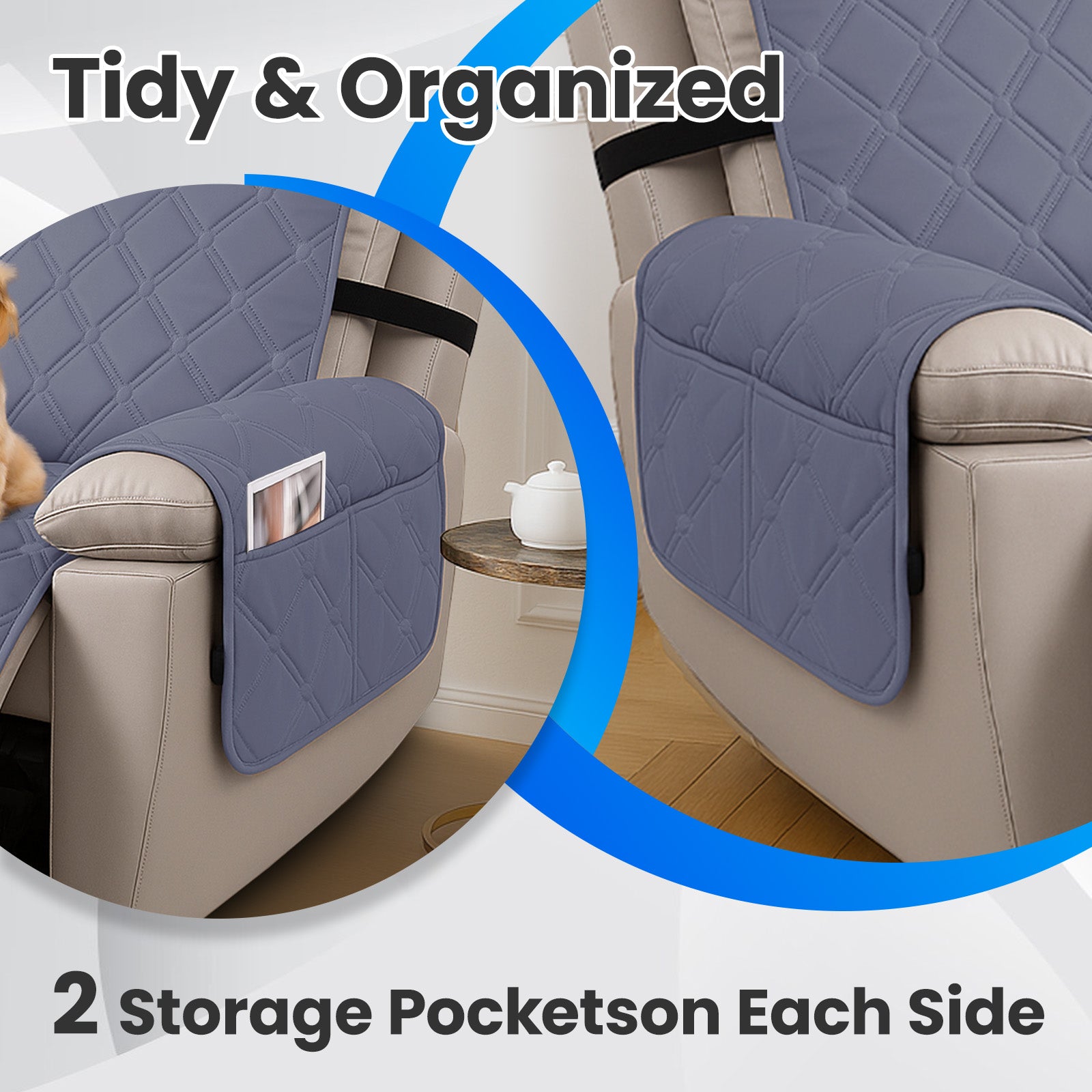 YSTYLE Waterproof Armchair Cover with Pockets and Non Slip Backing-YSTYLE