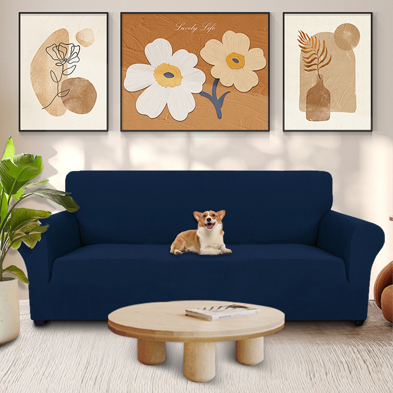 YSTYLE 3 Seater Sofa Cover – Stretch Jacquard, Anti-Slip, Cat-Proof, Washable, Full Cover-Knot