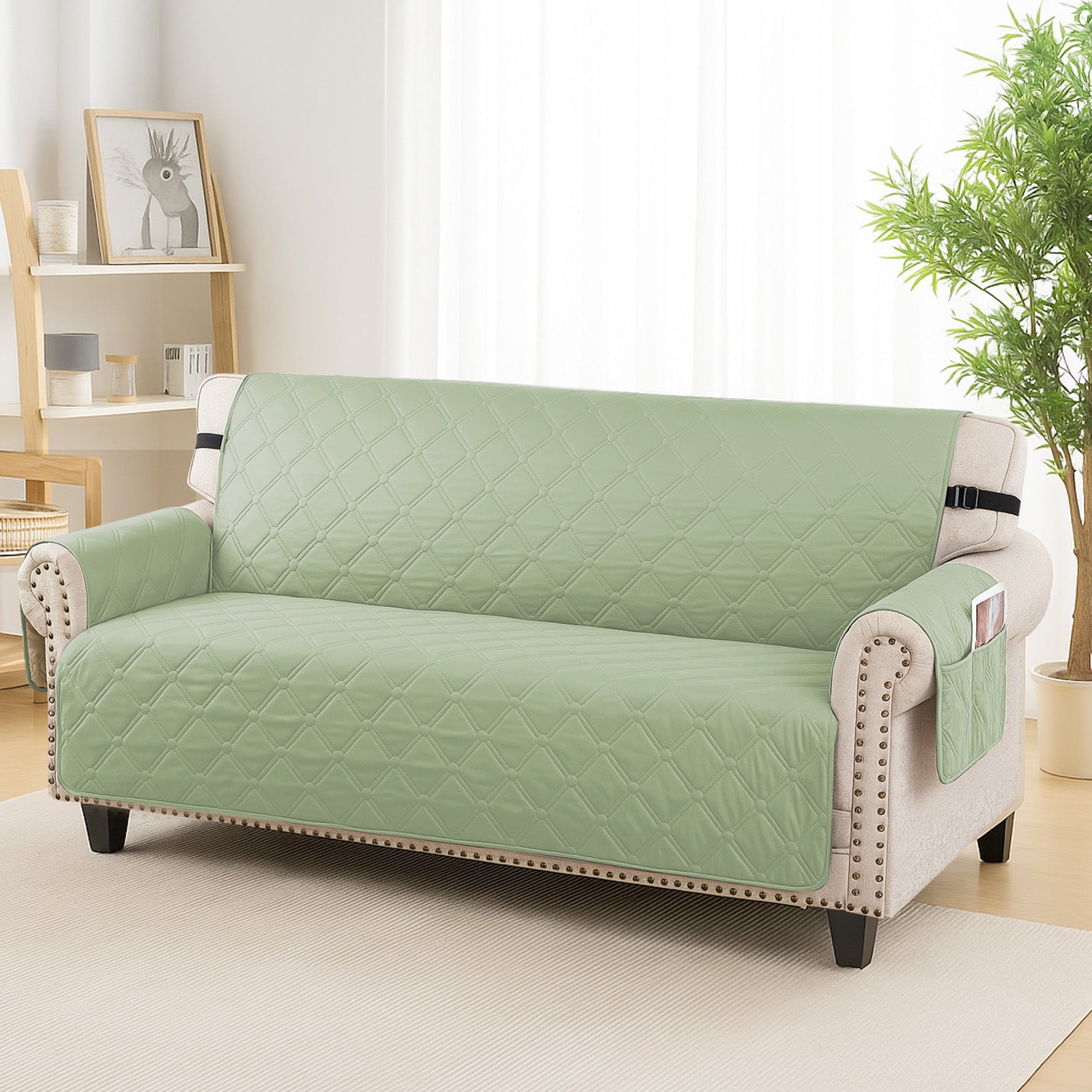 Ystyle Waterproof 2 Seater Sofa Cover with Armrests Side Pockets-YSTYLE