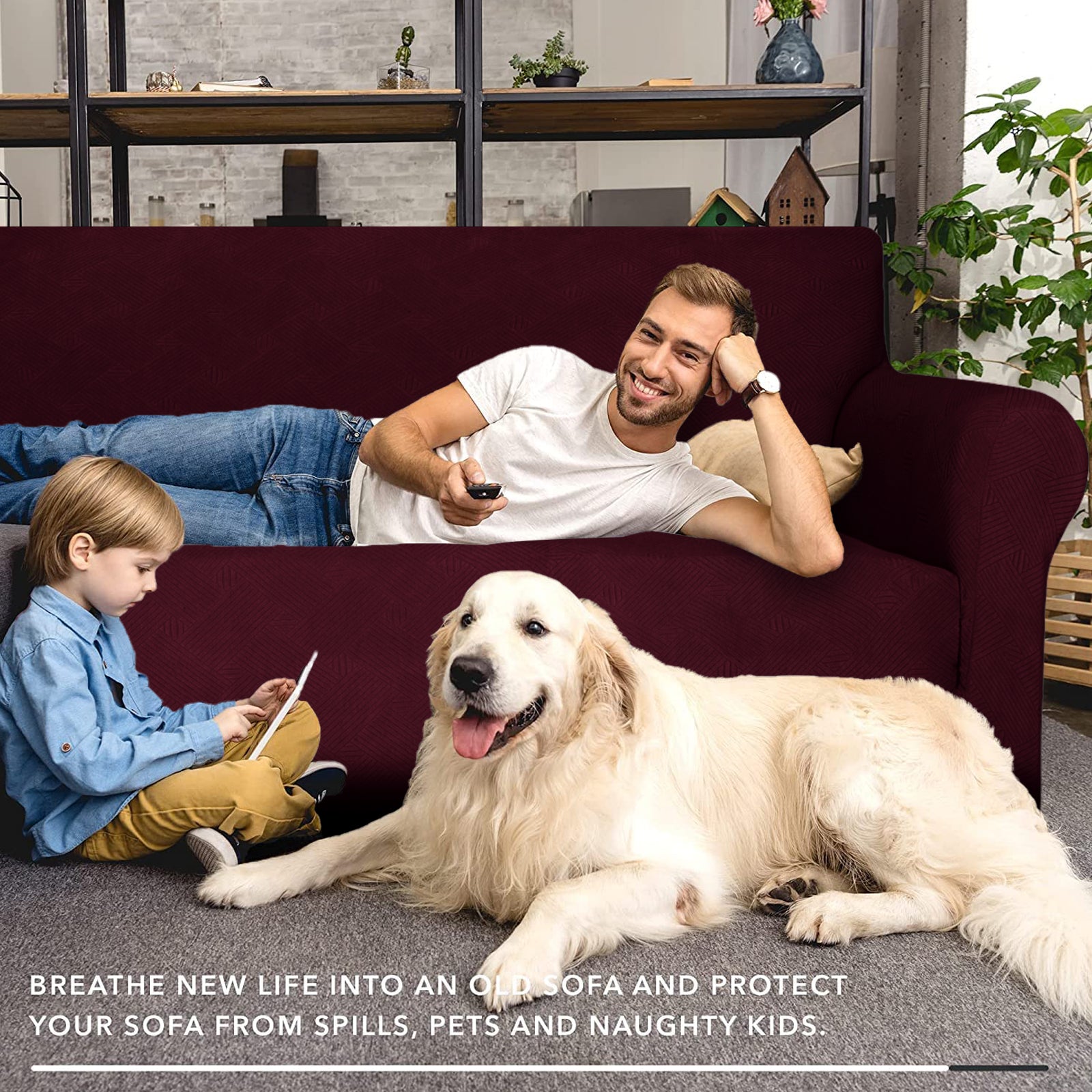 YSTYLE Hoch Stretch 3-Sitzer Sofa Bezug Anti-Rutsch Waschbar