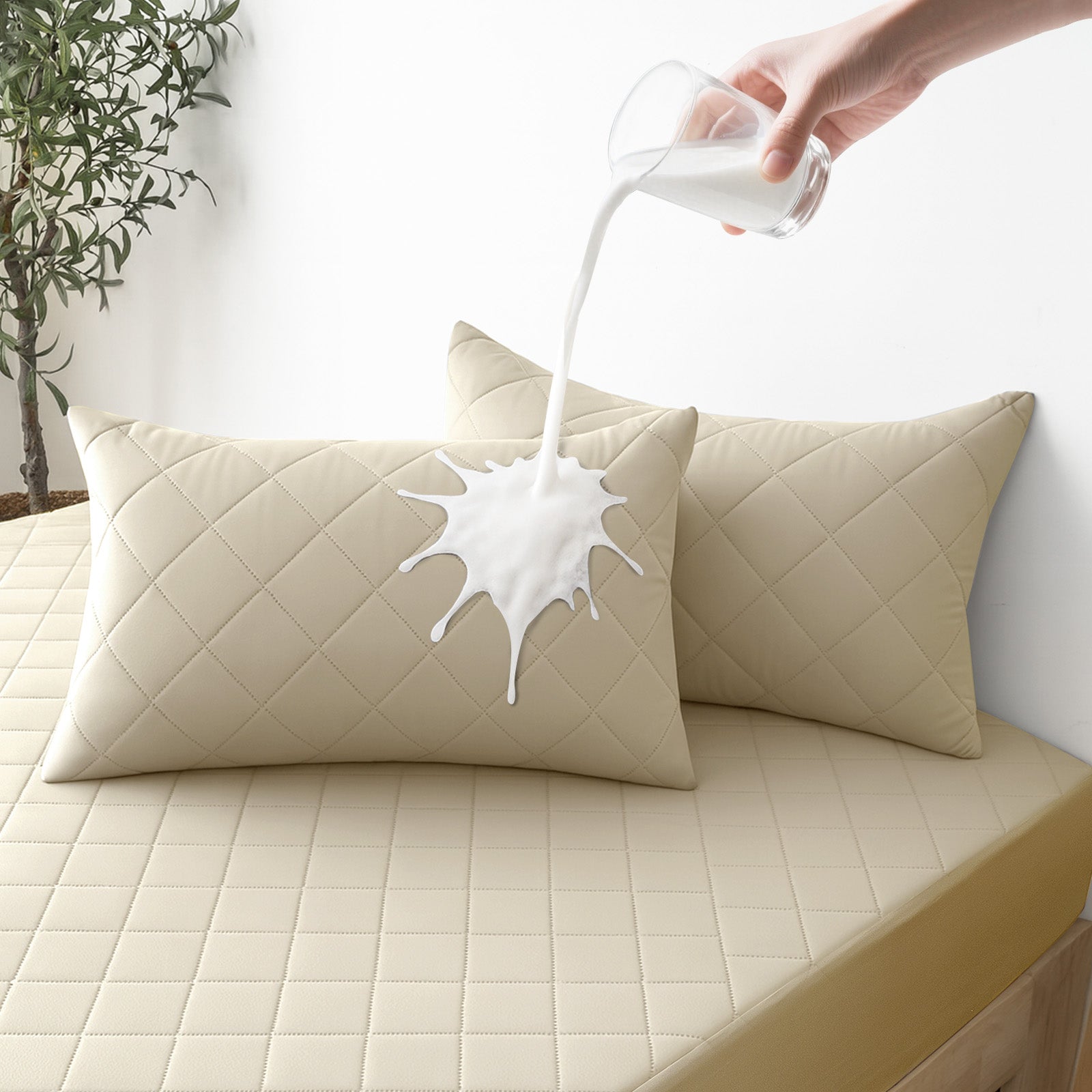 YSTYLE 2 Pieces Waterproof Bed Pillowcases 50x80cm Anti Mite-YSTYLE