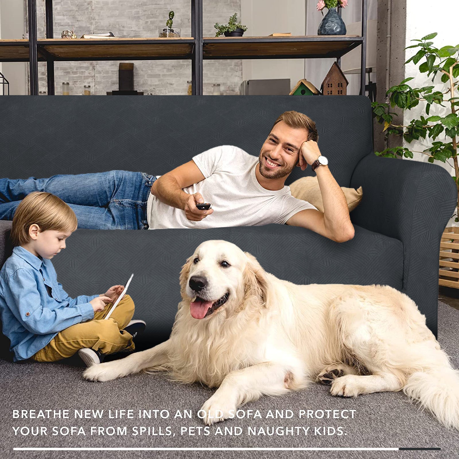 YSTYLE Hoch Stretch 3-Sitzer Sofa Bezug Anti-Rutsch Waschbar