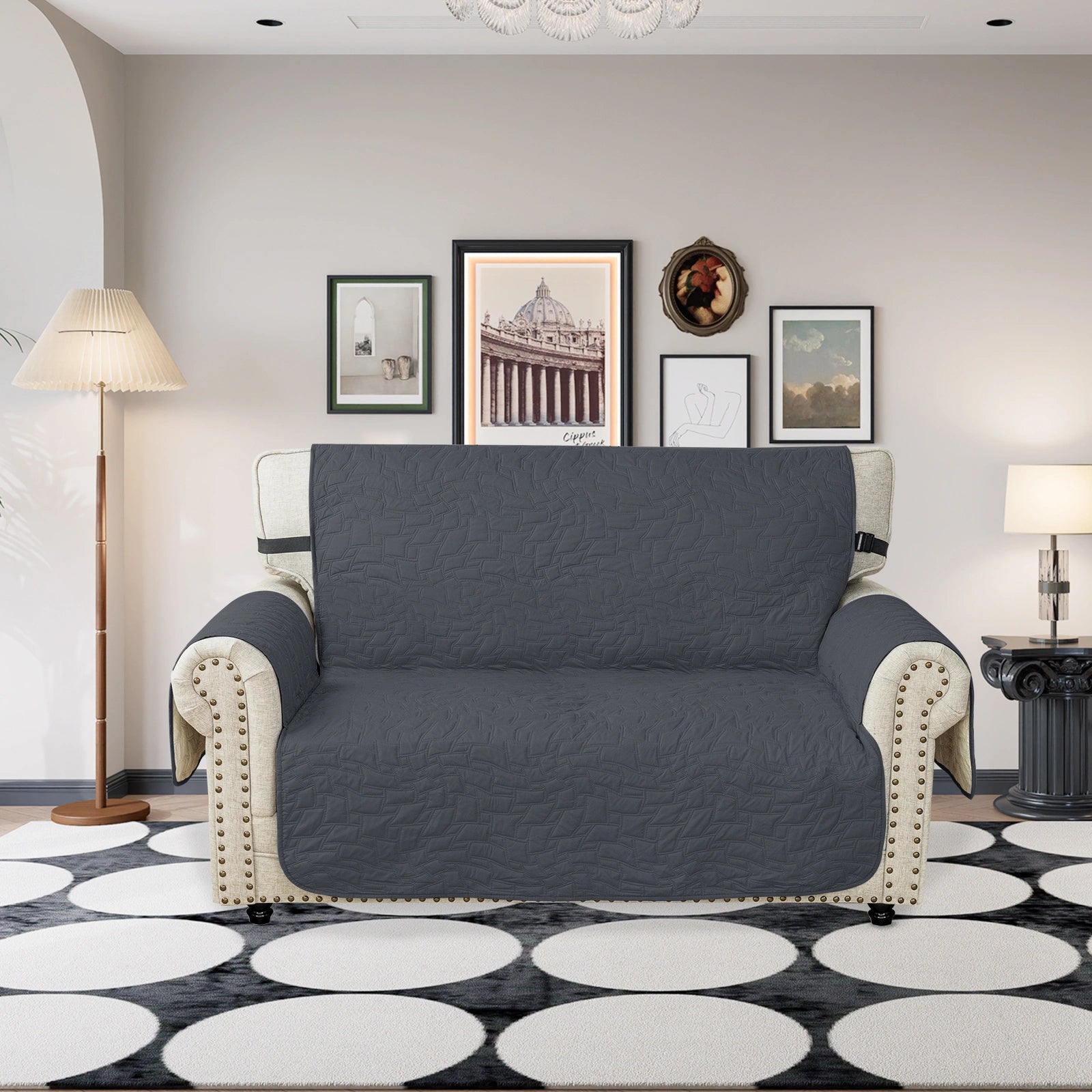 YSTYLE 2 Seater Sofa Cover – Waterproof, Anti-Slip, Cat Scratch-Resistant, Quilted Protection-Quads Shape