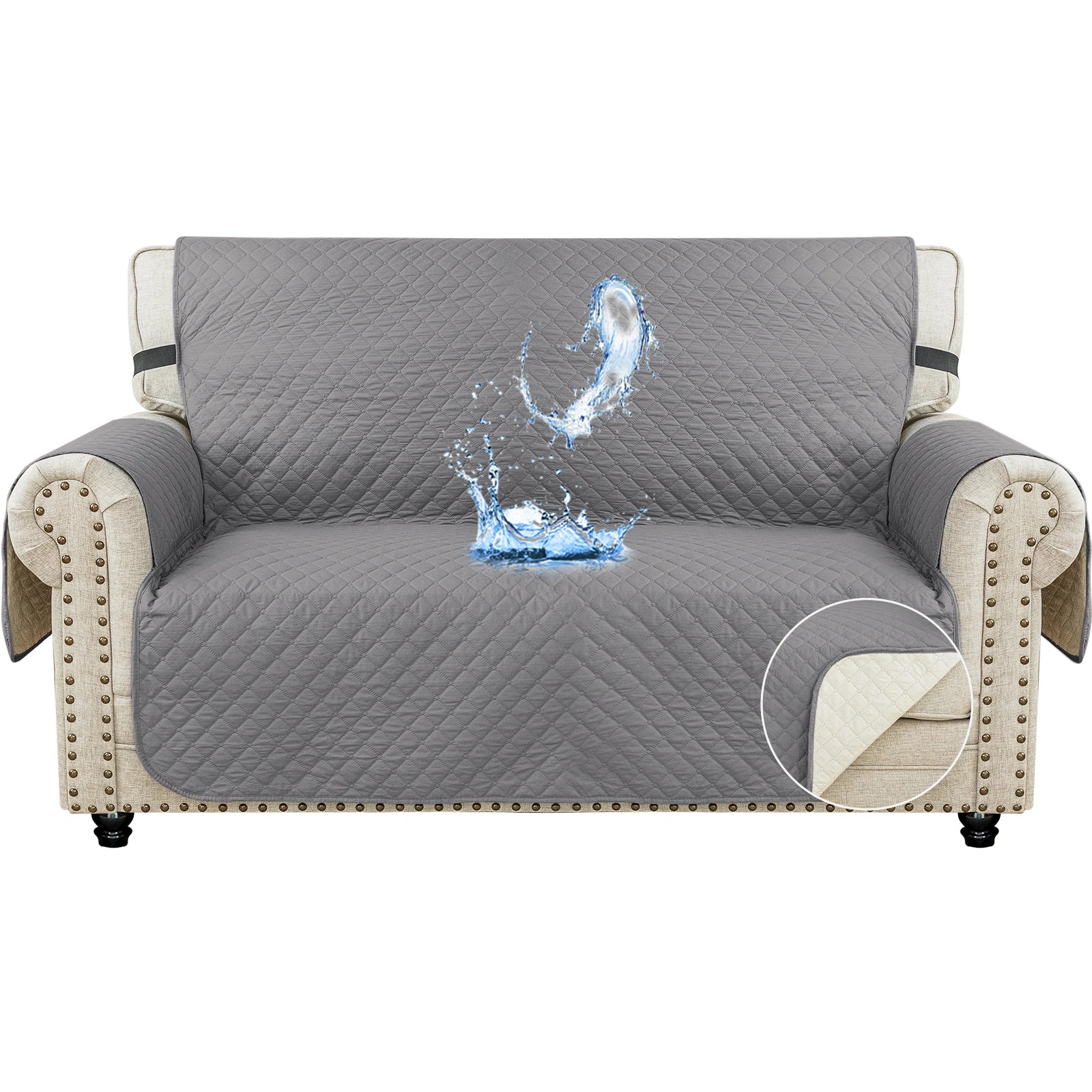 YSTYLE Waterproof 2 Seater Sofa Cover with Armrests Anti-Slip-YSTYLE