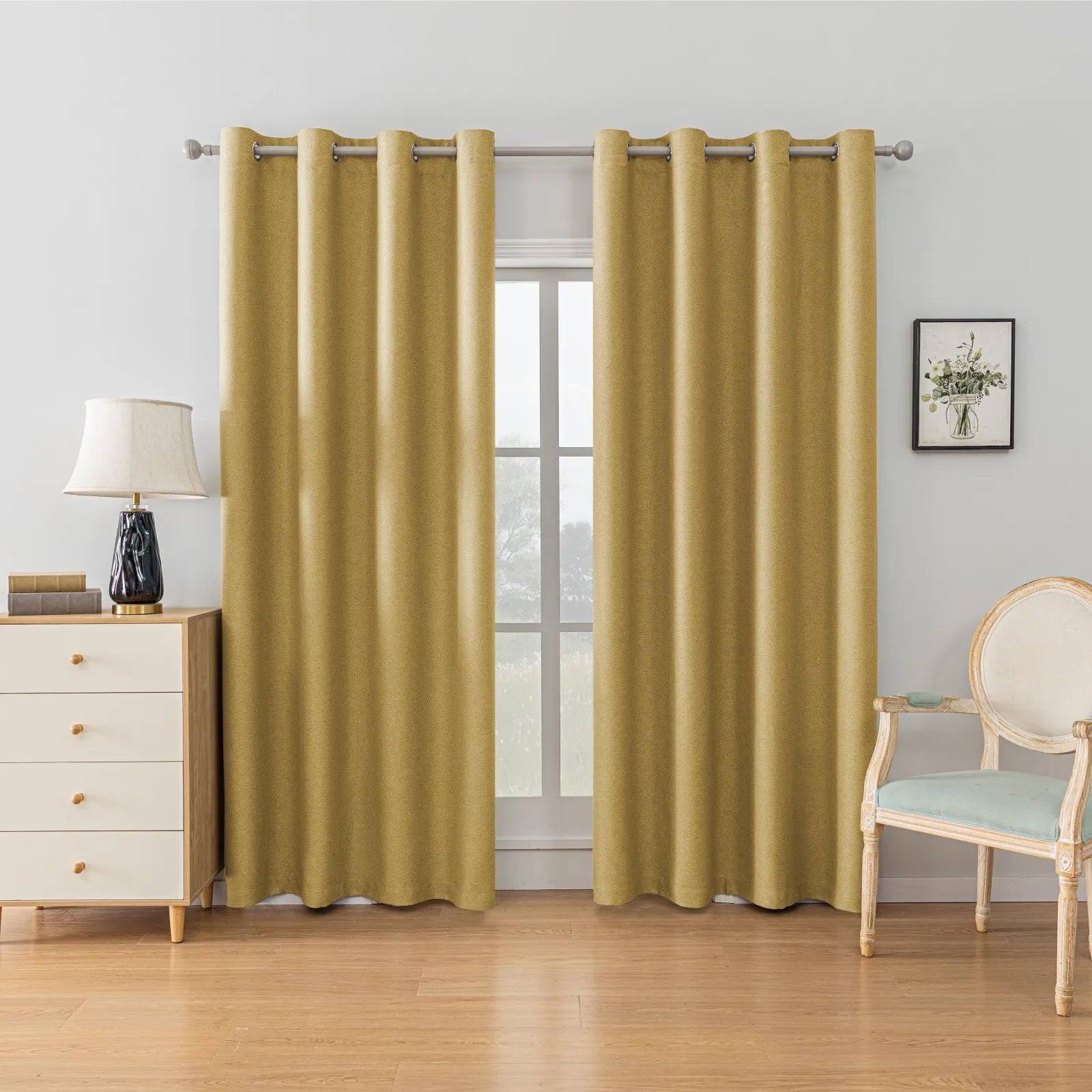 YSTYLE Velvet Curtains – 2 pcs, Blackout, Thermal Insulated, Modern Eyelet Drapes