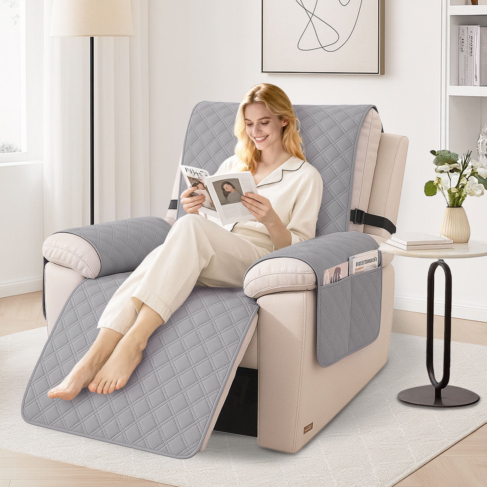 YSTYLE Waterproof Armchair Cover with Pockets and Non Slip Backing-YSTYLE