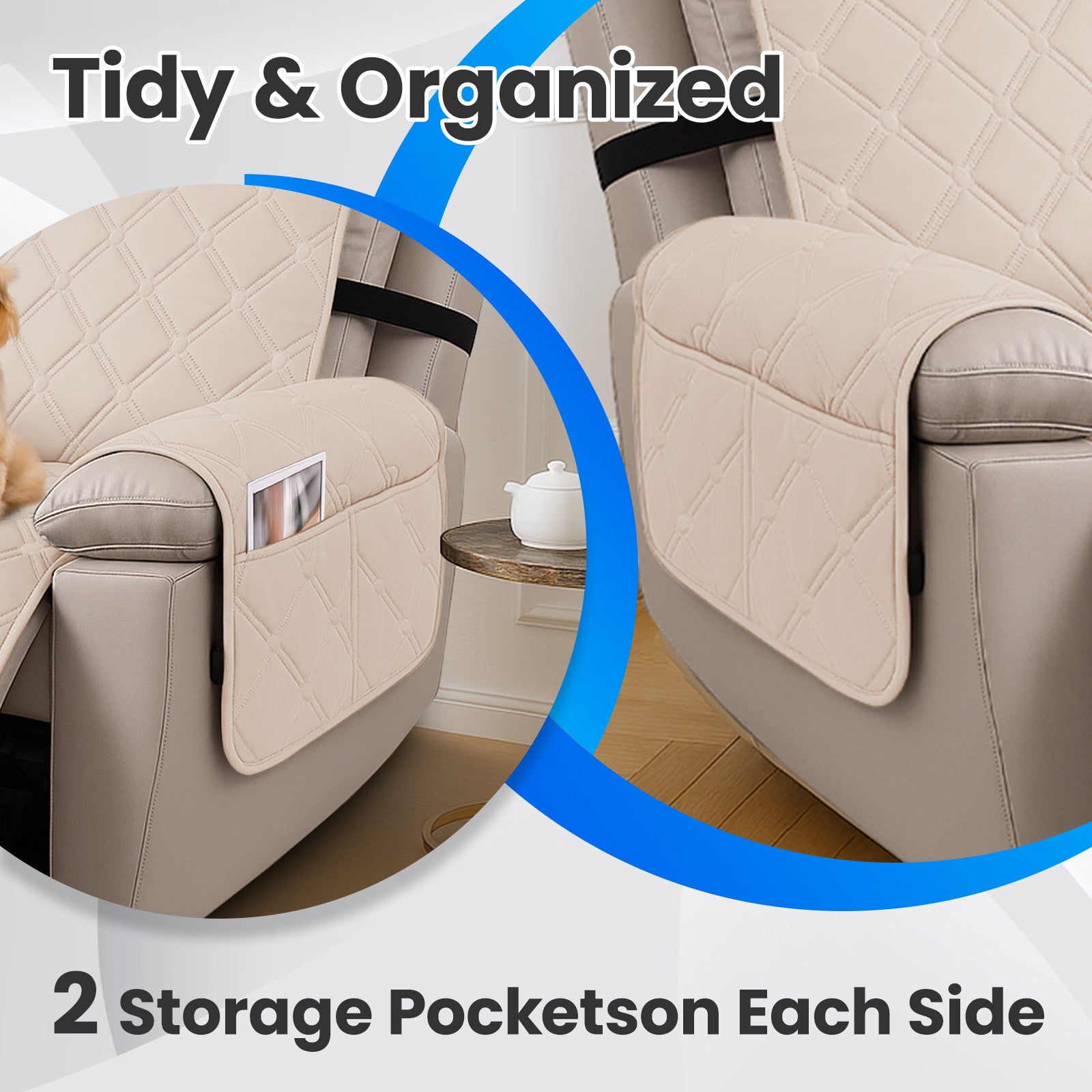 YSTYLE Waterproof Armchair Cover with Pockets and Non Slip Backing-YSTYLE
