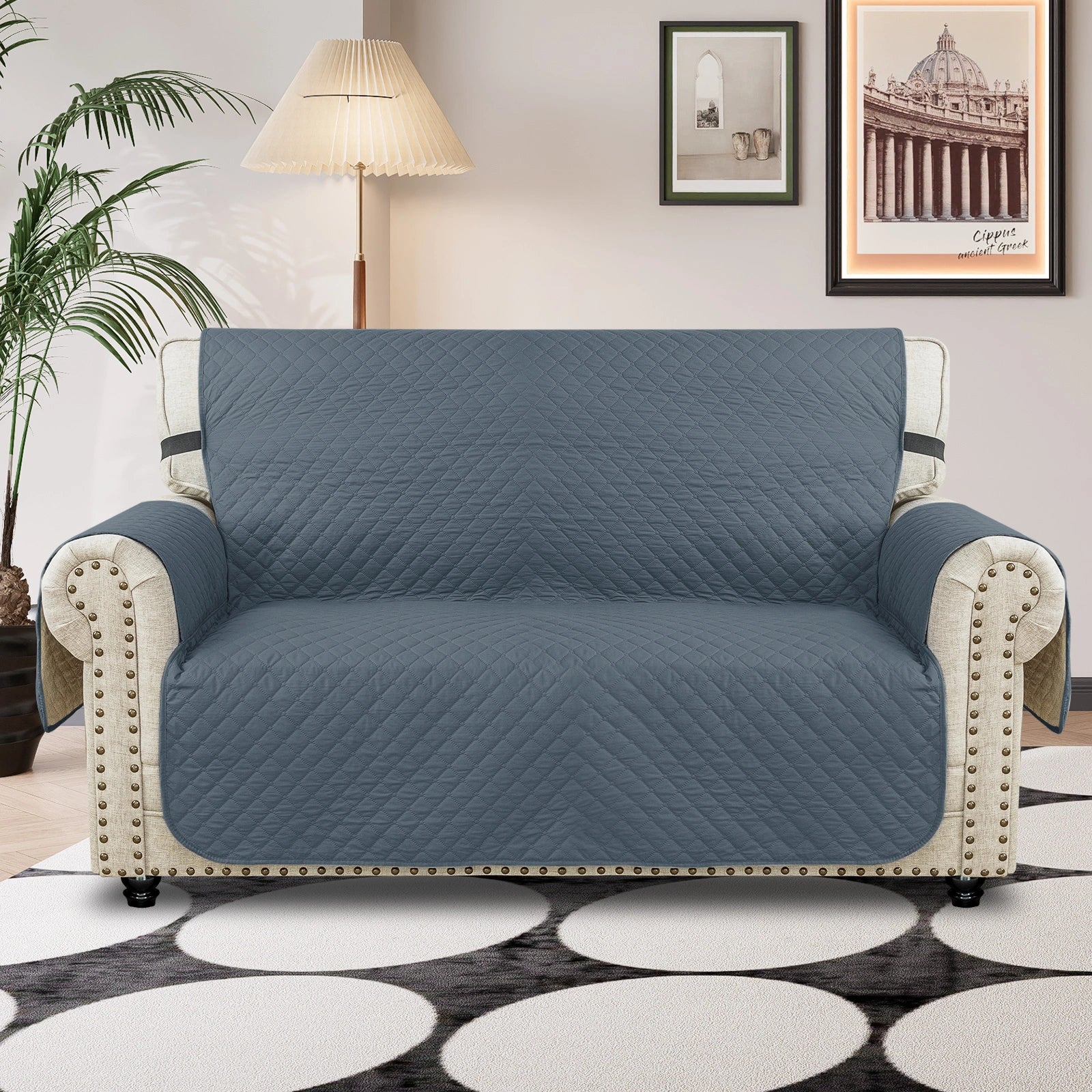 YSTYLE 2 Seater Couch Protector & WaterProof – Stretch Sofa Cover, Anti-Slip with Storage Pocket, Ideal for Pets-Rhombic