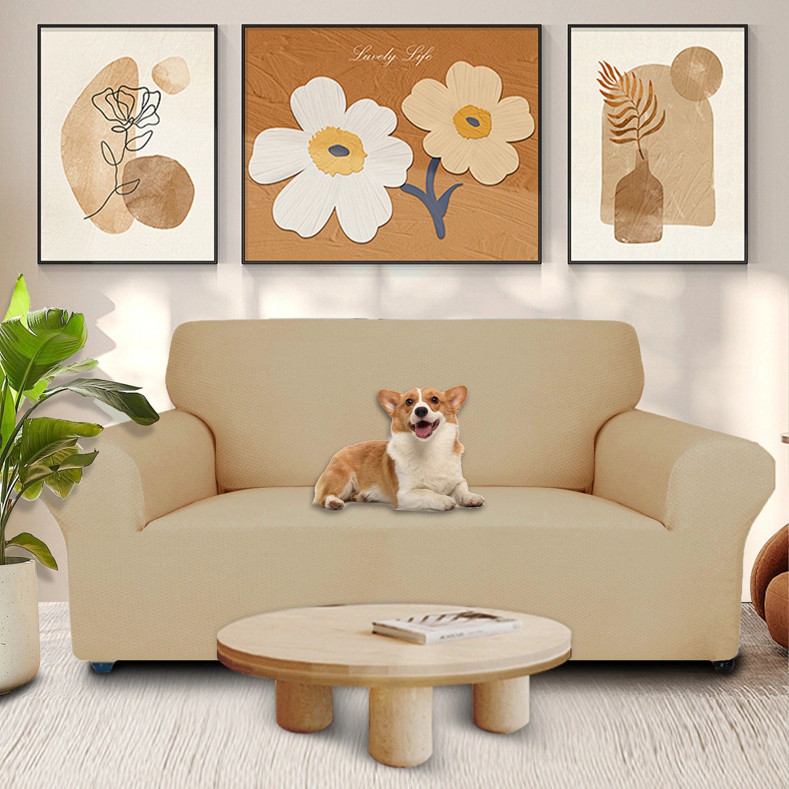 YSTYLE 2 Seater Sofa Cover – Stretch Jacquard, Anti-Slip, Cat-Proof, Washable, Full Cover-Knot