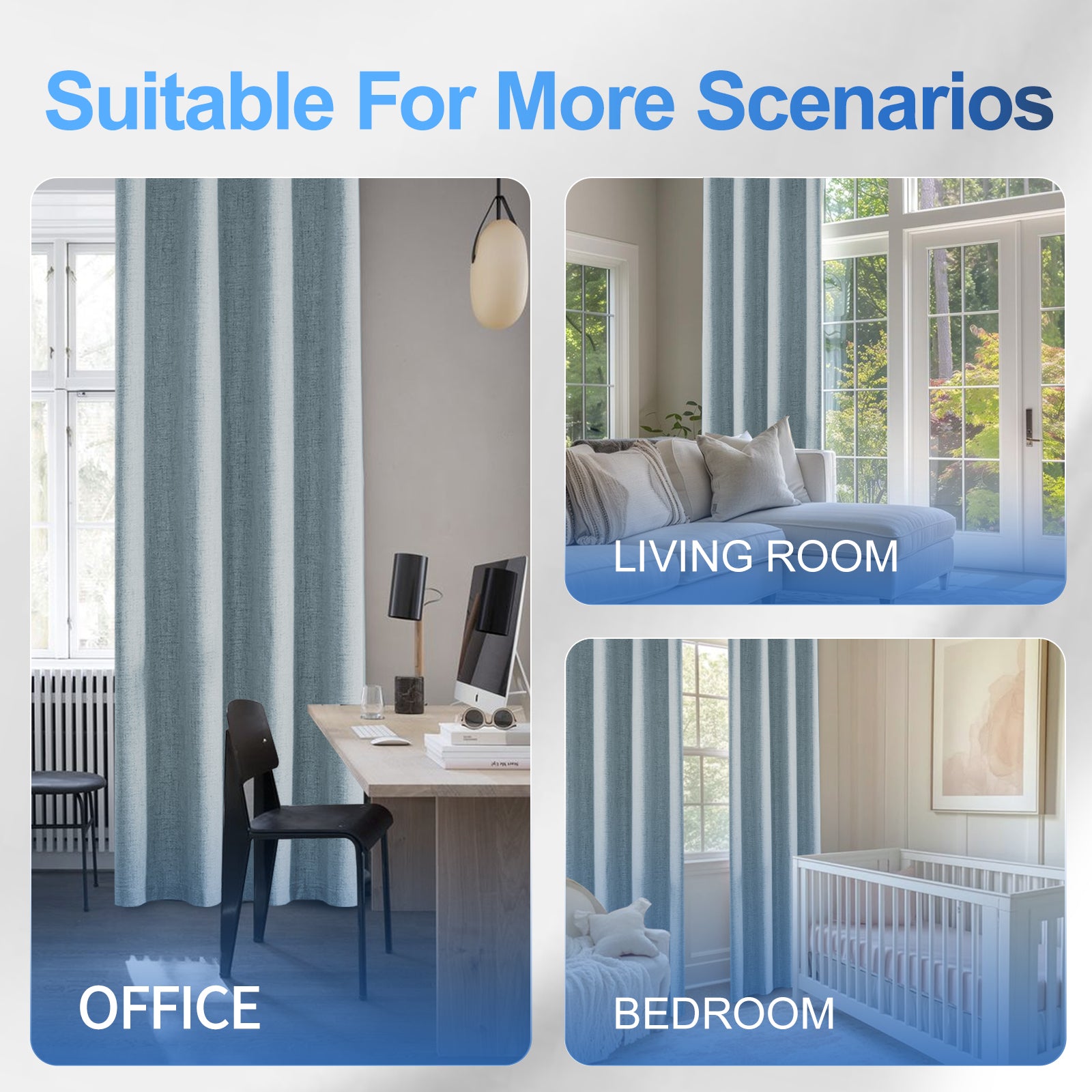 2 Pieces 100% Blackout Linen Curtains 140x175 cm Thermal